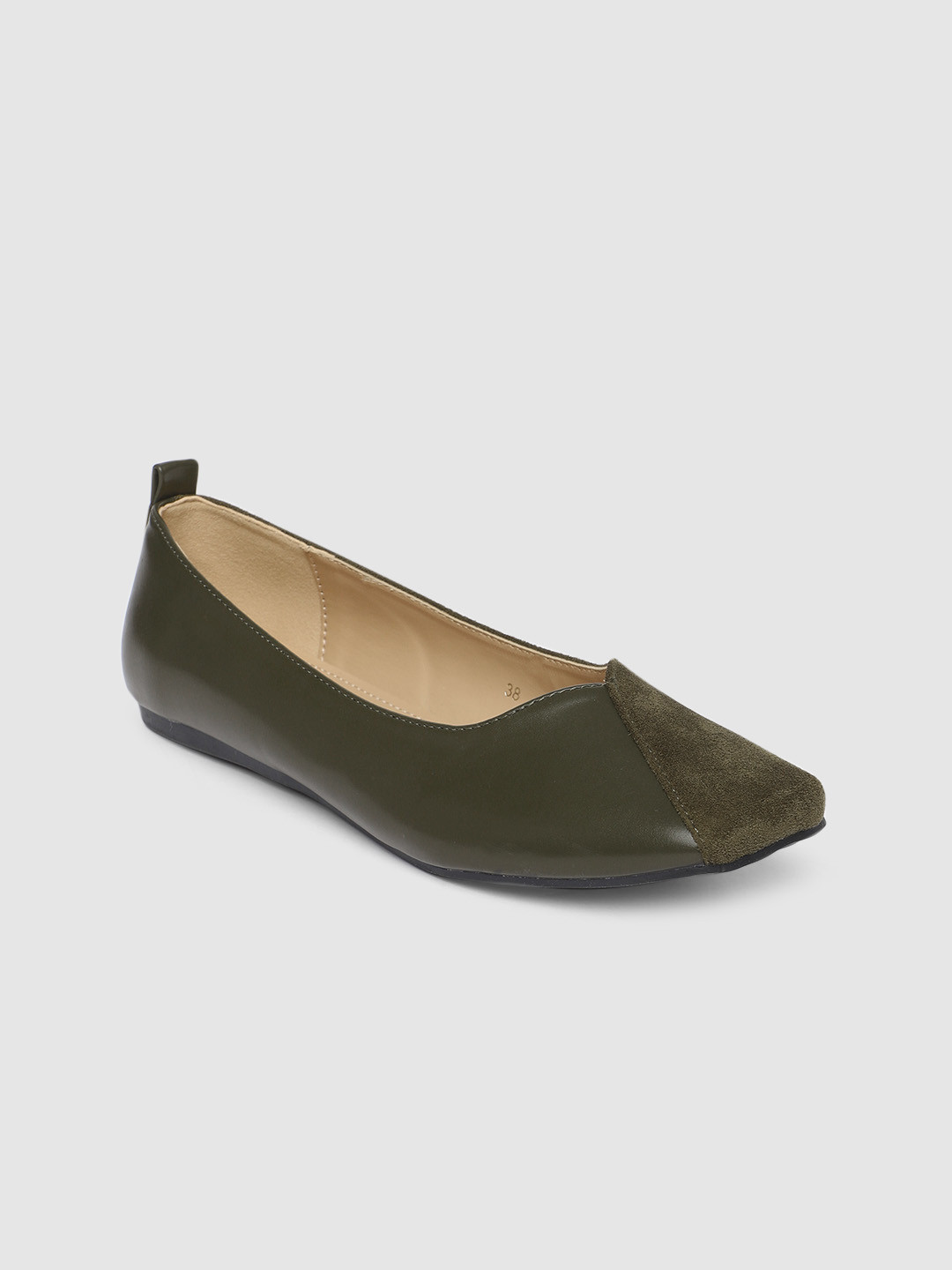 

CERIZ Women Olive Green Solid Ballerinas