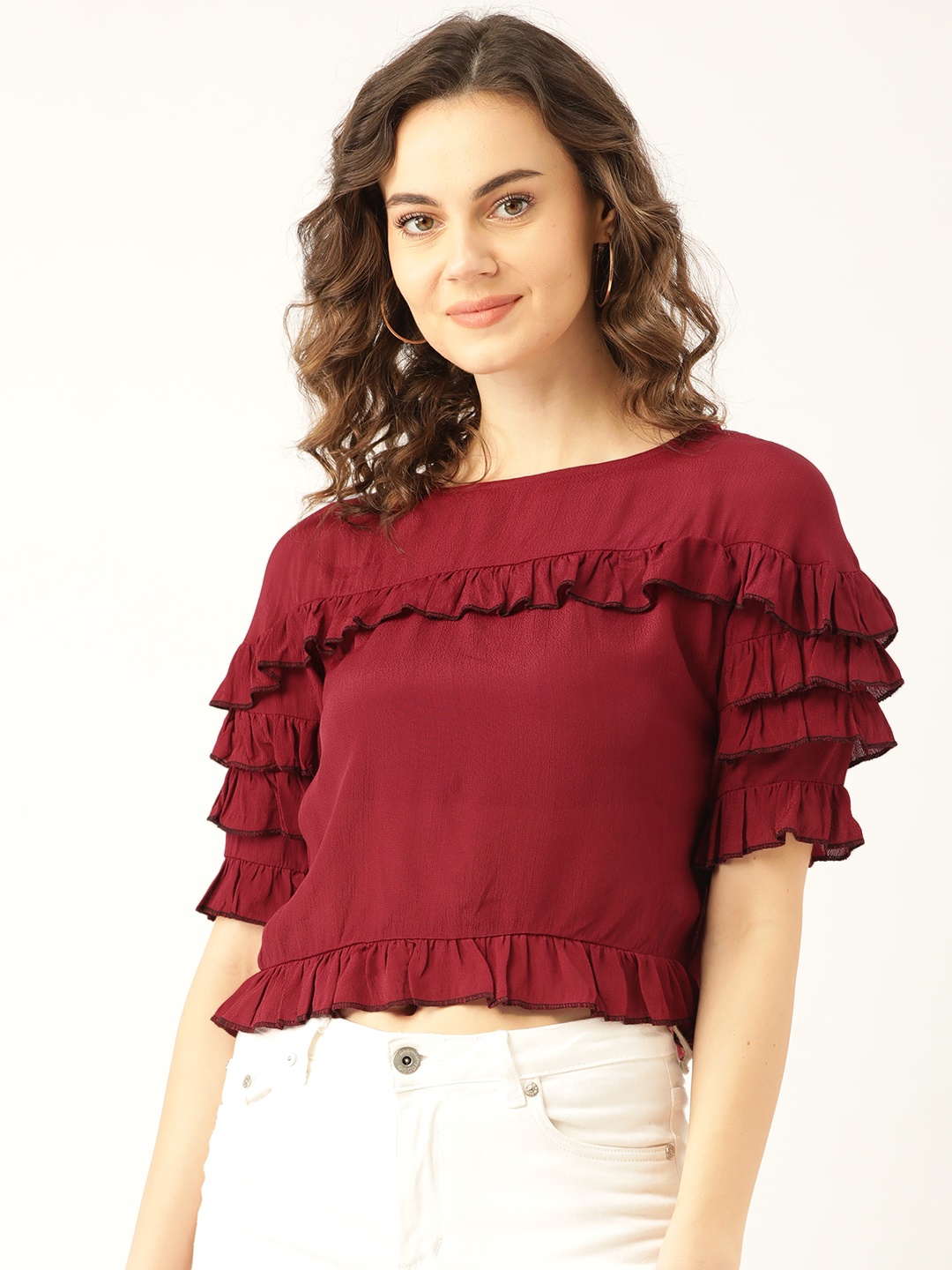 

Marc Loire Women Maroon Solid Top