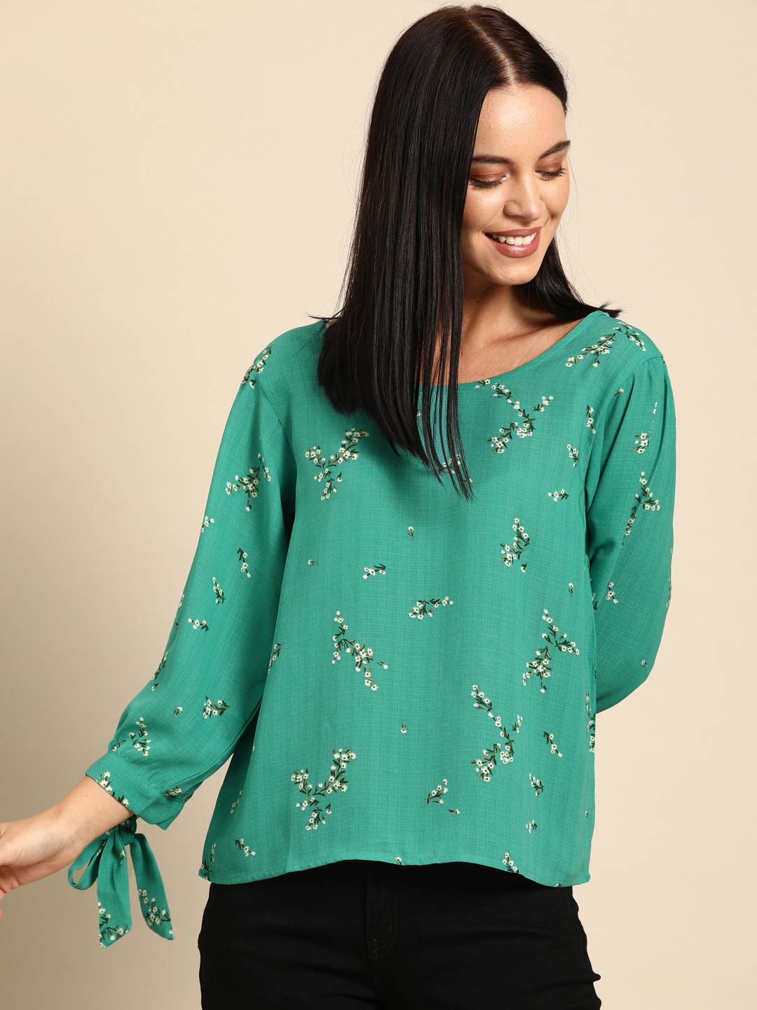 

Ms.Taken Women Green Printed Top