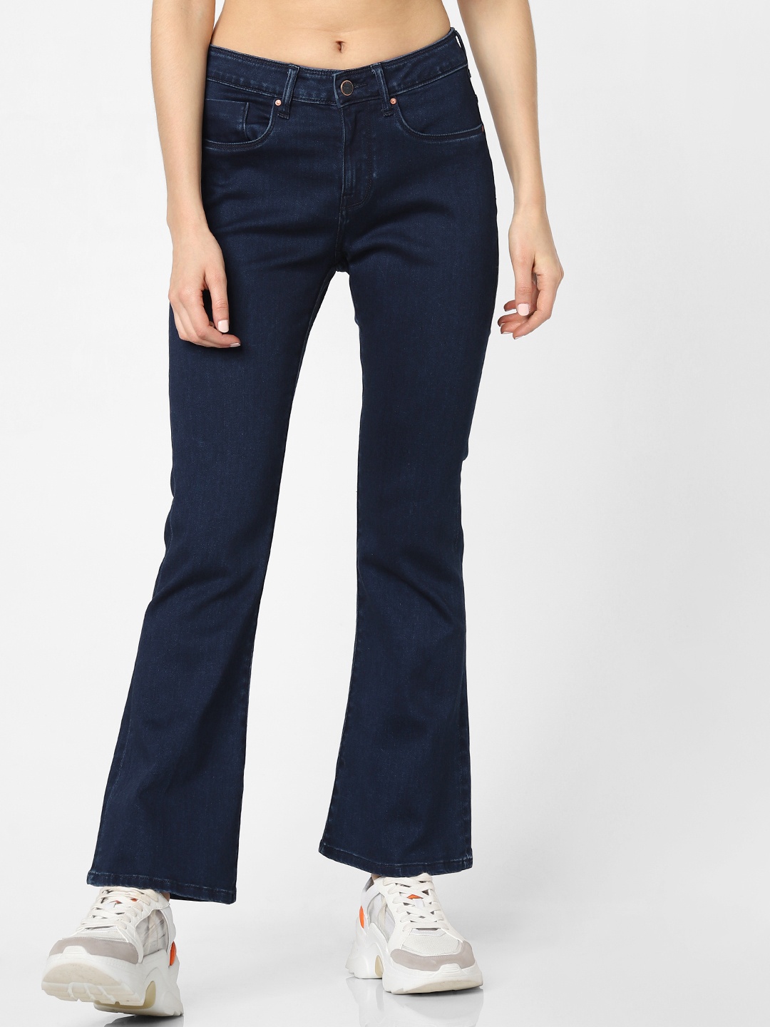 

ONLY Women Blue Hella Flared High-Rise Clean Look Stretchable Jeans
