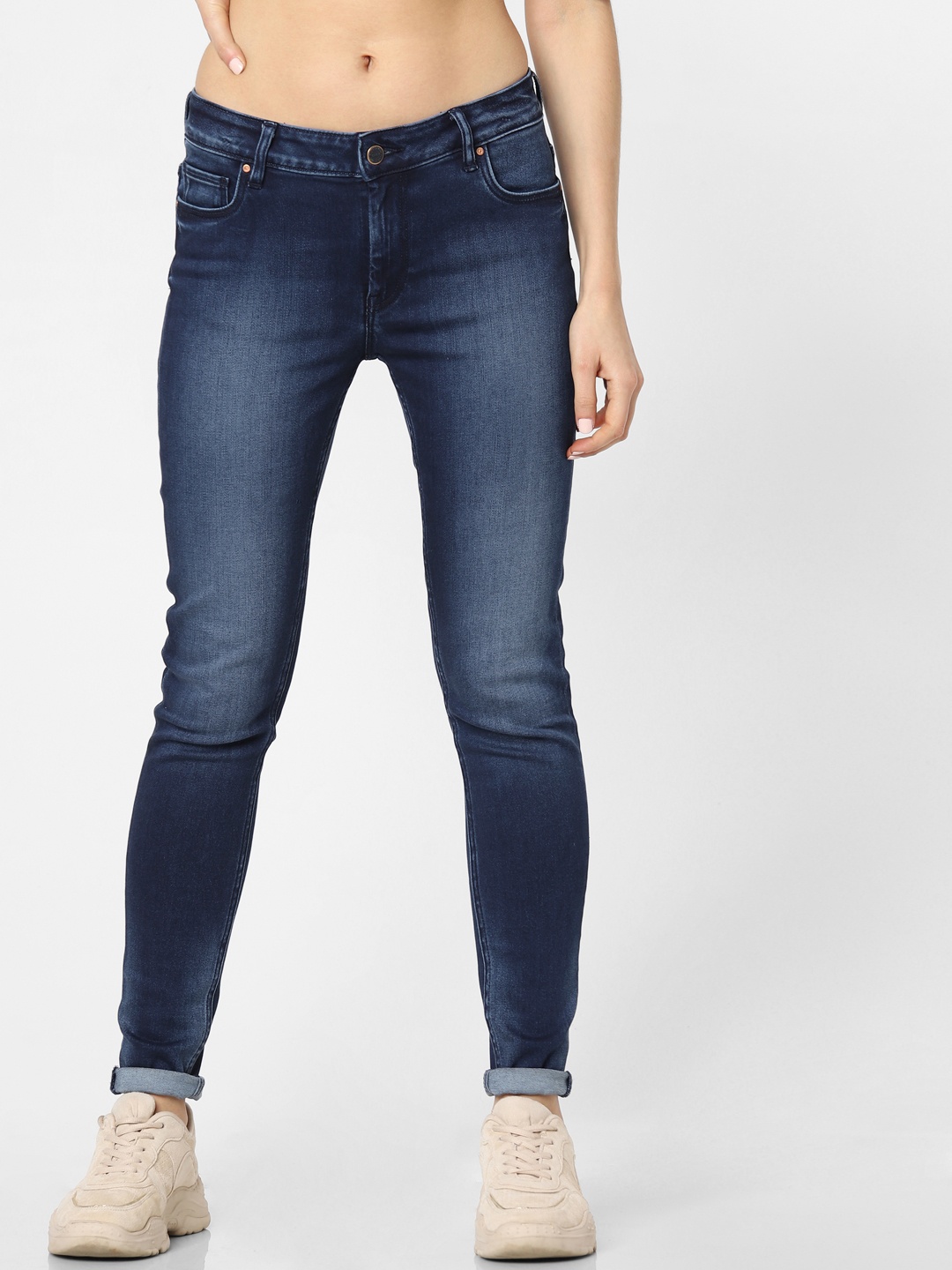 

ONLY Women Blue Carmen Skinny Fit Mid-Rise Clean Look Jeans