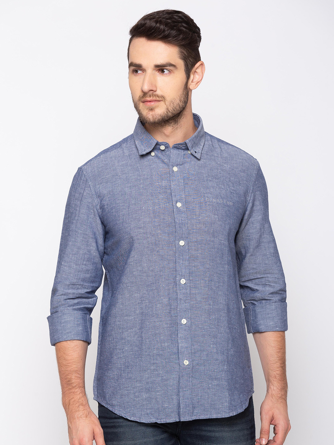 

GIORDANO Men Blue Smart Regular Fit Solid Casual Shirt