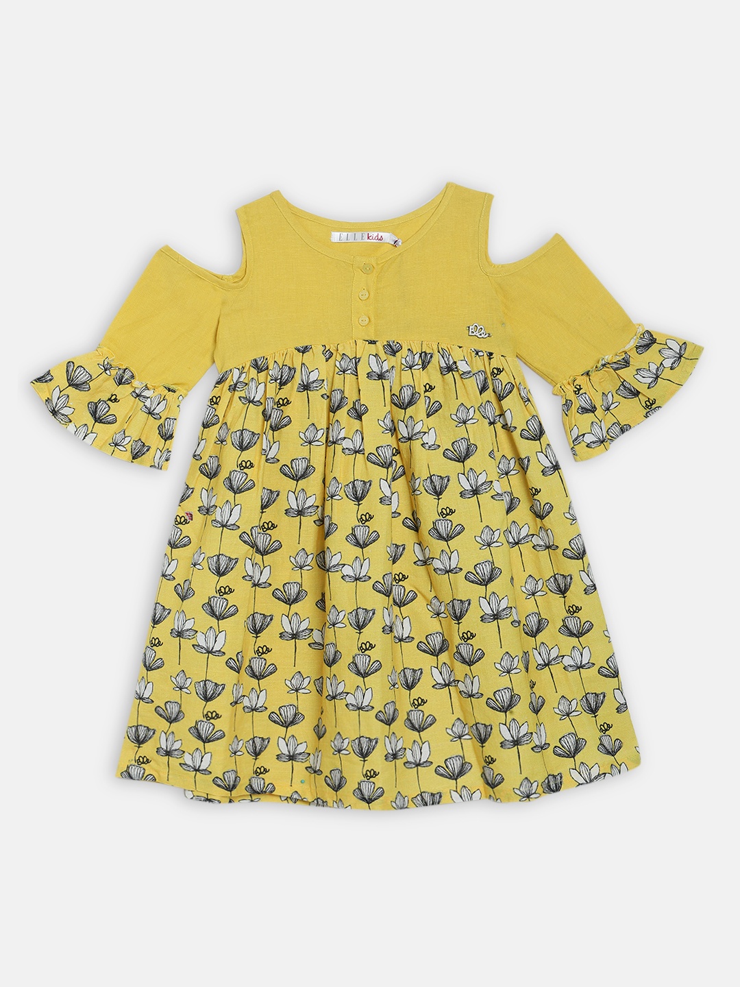 

ELLE Girls Yellow Printed Empire Dress