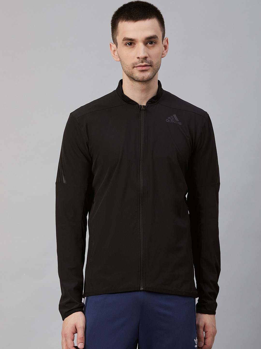 

ADIDAS Men Black Aeroready 3-stripes Slim Fit Solid Training Jacket