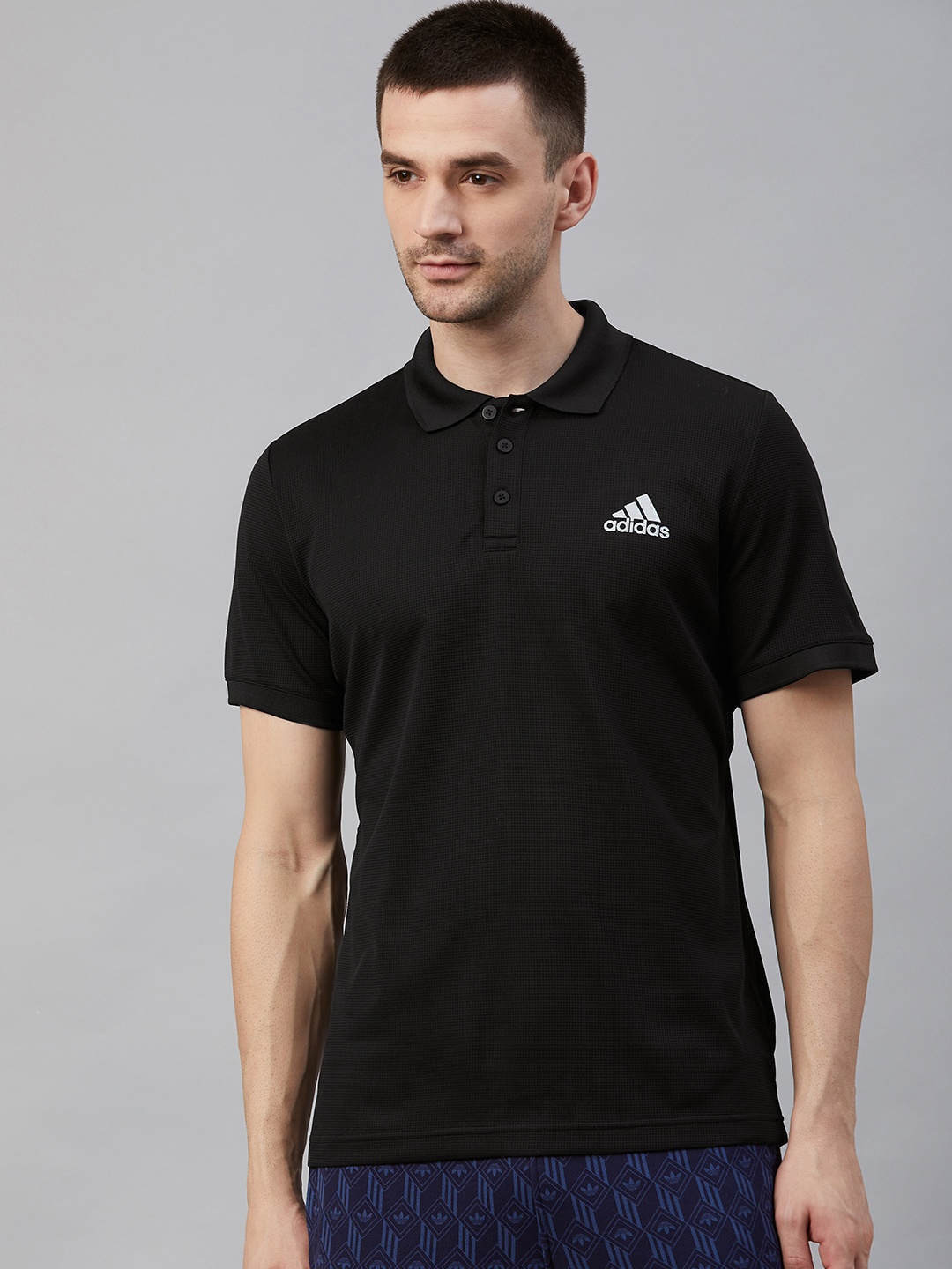 

ADIDAS Men Black Club Self-Design Polo Collar Tennis Sustainable T-shirt