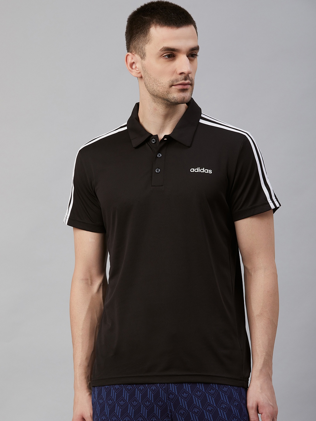 

ADIDAS Men Black Designed 2 Move 3 Stripes Polo T-Shirt