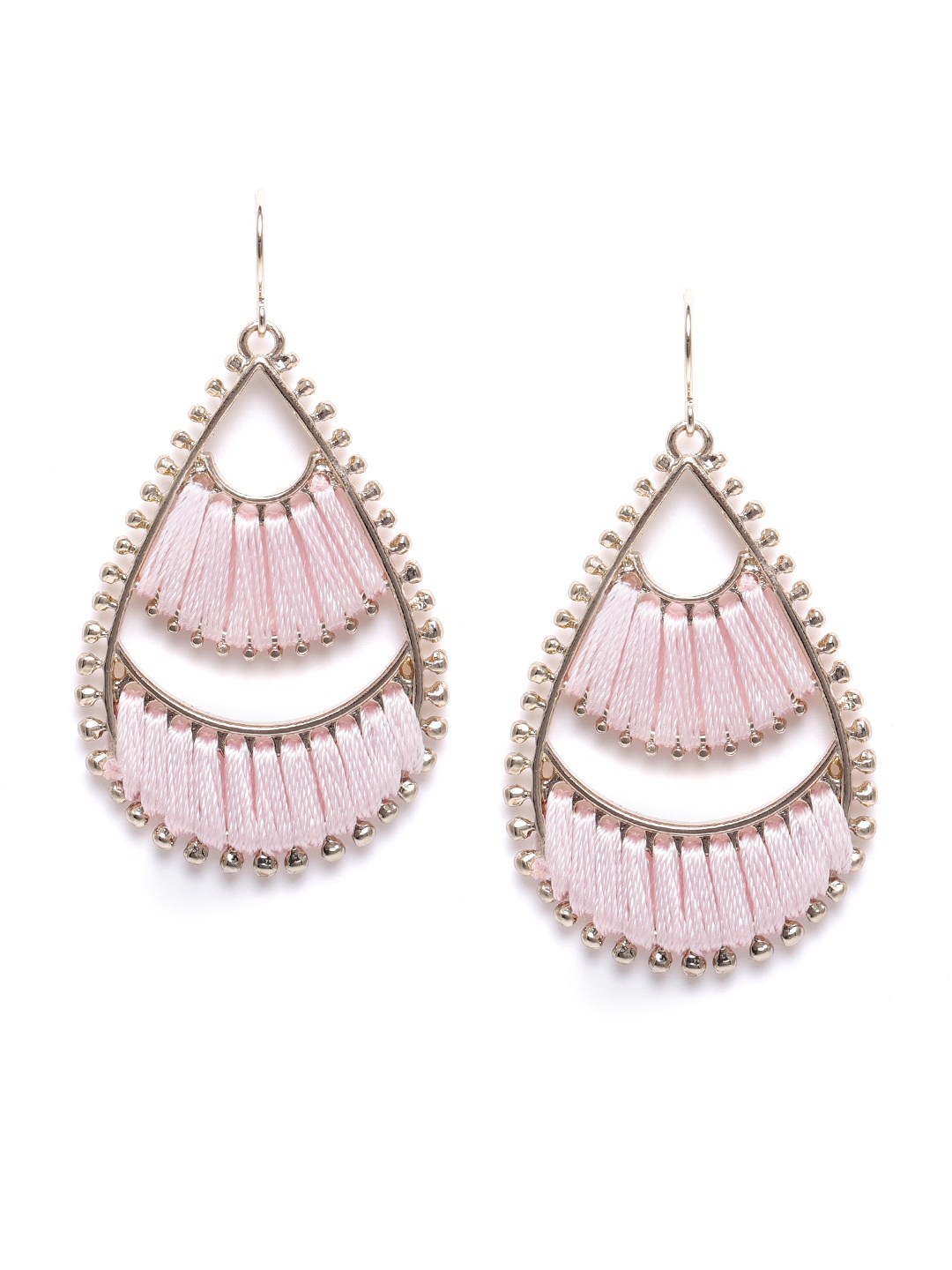 

Forever New Pink & Gold-Toned Teardrop Shaped Drop Earrings