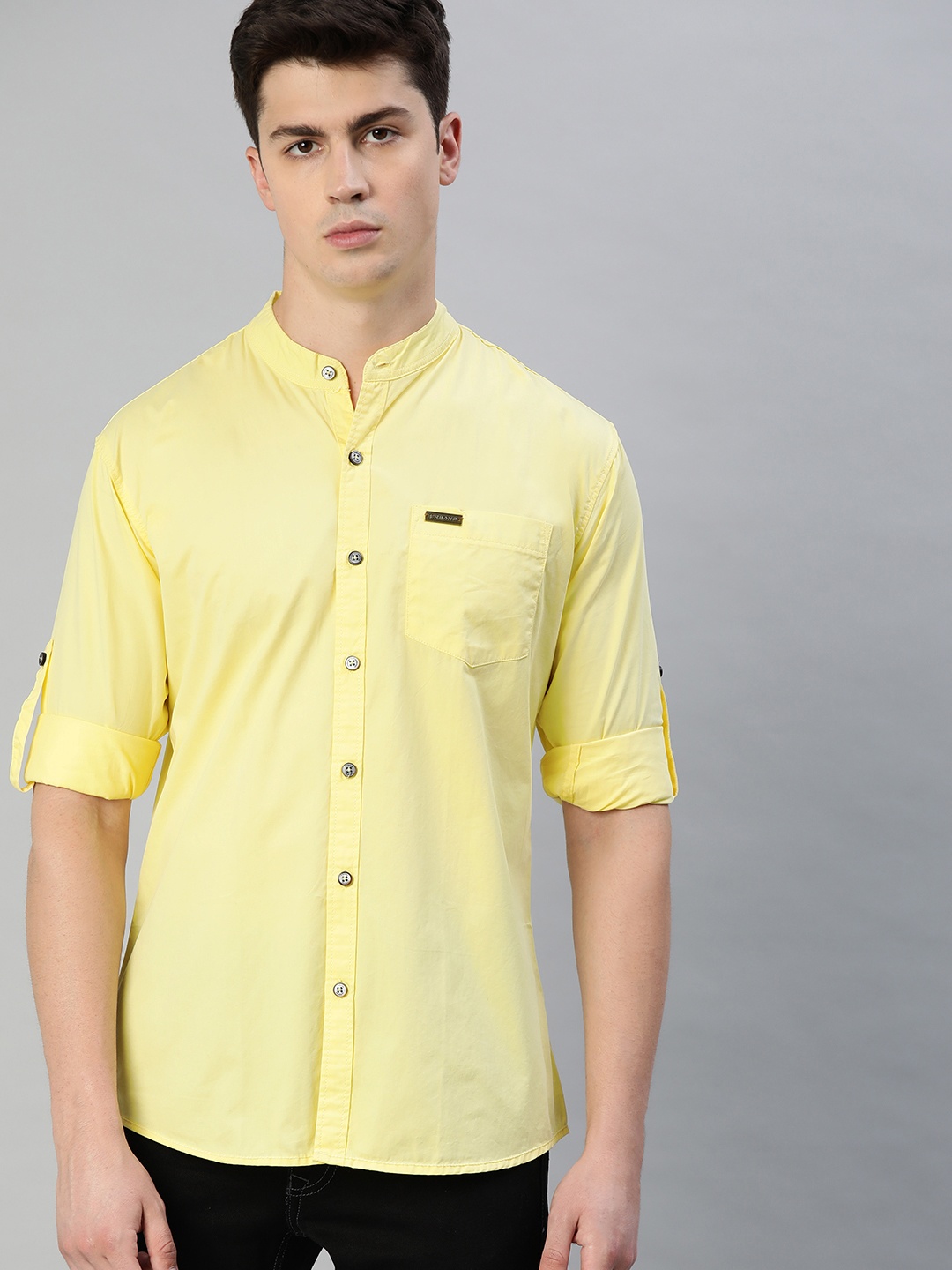 

Urbano Fashion Men Yellow Slim Fit Solid Casual Shirt