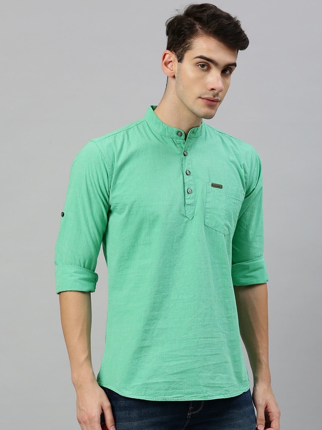 

Urbano Fashion Men Green Slim Fit Solid Casual Shirt