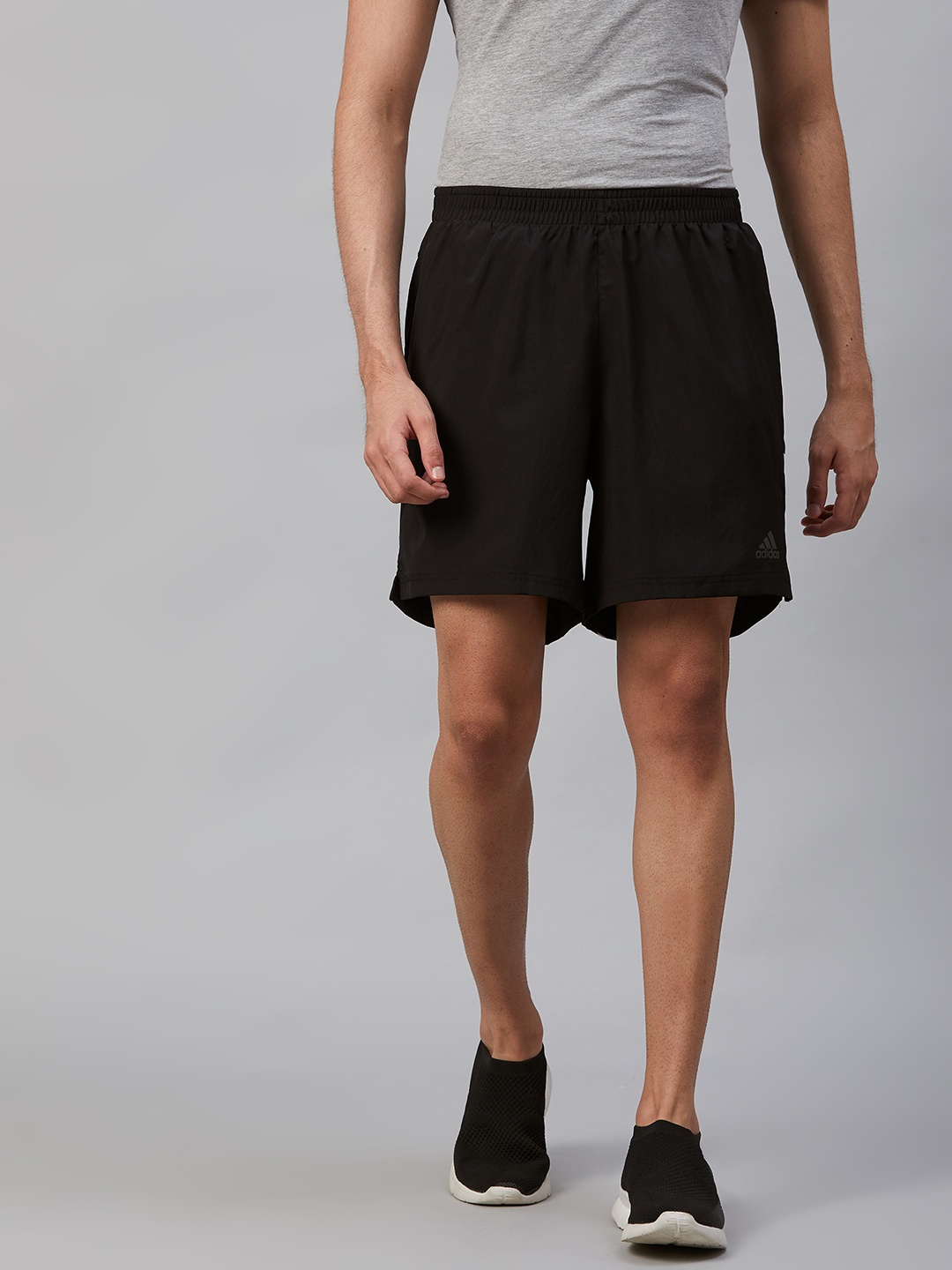 

ADIDAS Men Black Solid Run IT 3-Stripes Shorts