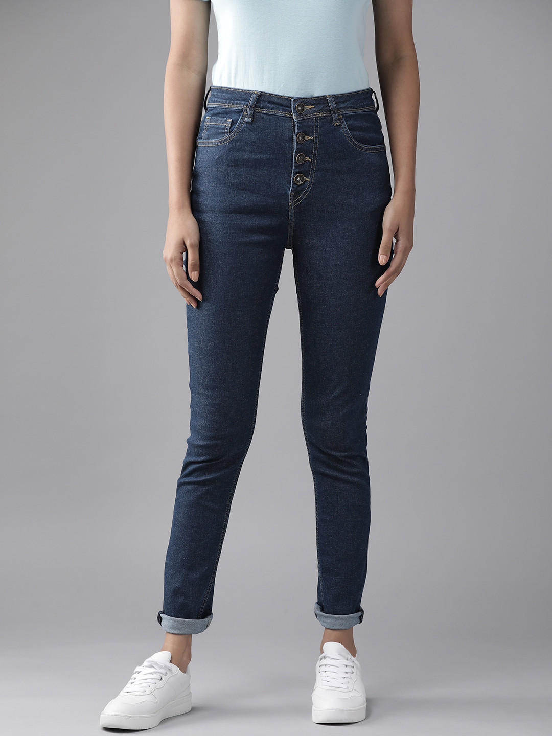 

Roadster Women Navy Blue Super Skinny Fit High-Rise Clean Look Stretchable Jeans