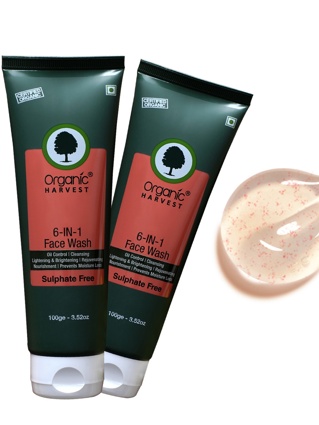 

Organic Harvest Pack of 2 Face Wash - 6 in 1 (Sulphate Free) 100 ml, Green