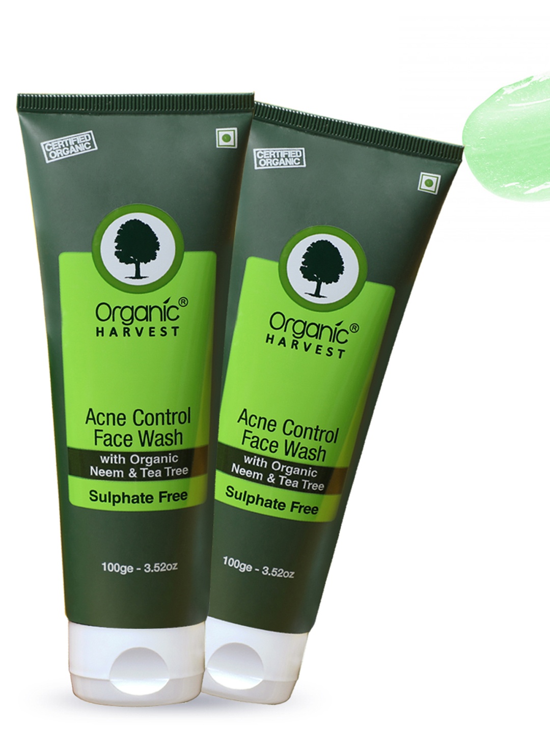 

Organic Harvest Set of 2 Face Wash - Acne Control (Sulphate Free), 100 gm, Green