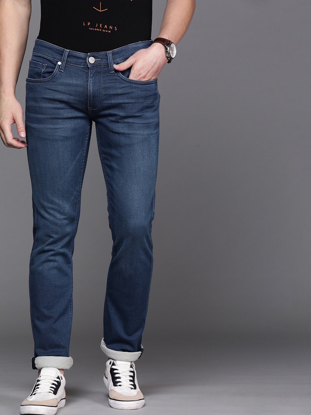 

Louis Philippe Jeans Men Blue MATT Slim Fit Low-Rise Clean Look Stretchable Jeans