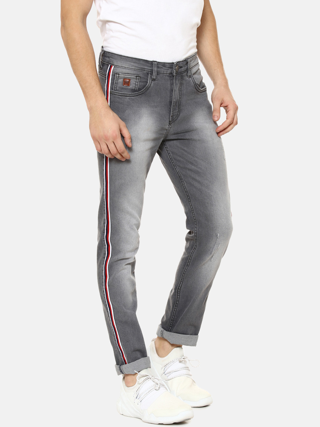 

Campus Sutra Men Grey Slim Fit Mid-Rise Clean Look Jeans