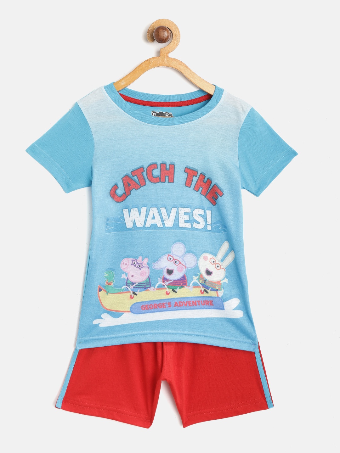 

Eteenz Boys Blue & Red Peppa Pig Print T-shirt with Shorts