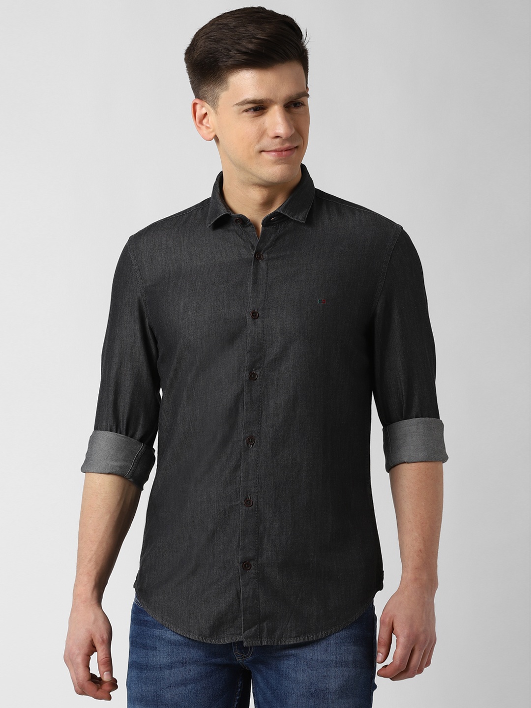 

Peter England Men Black Slim Fit Casual Shirt