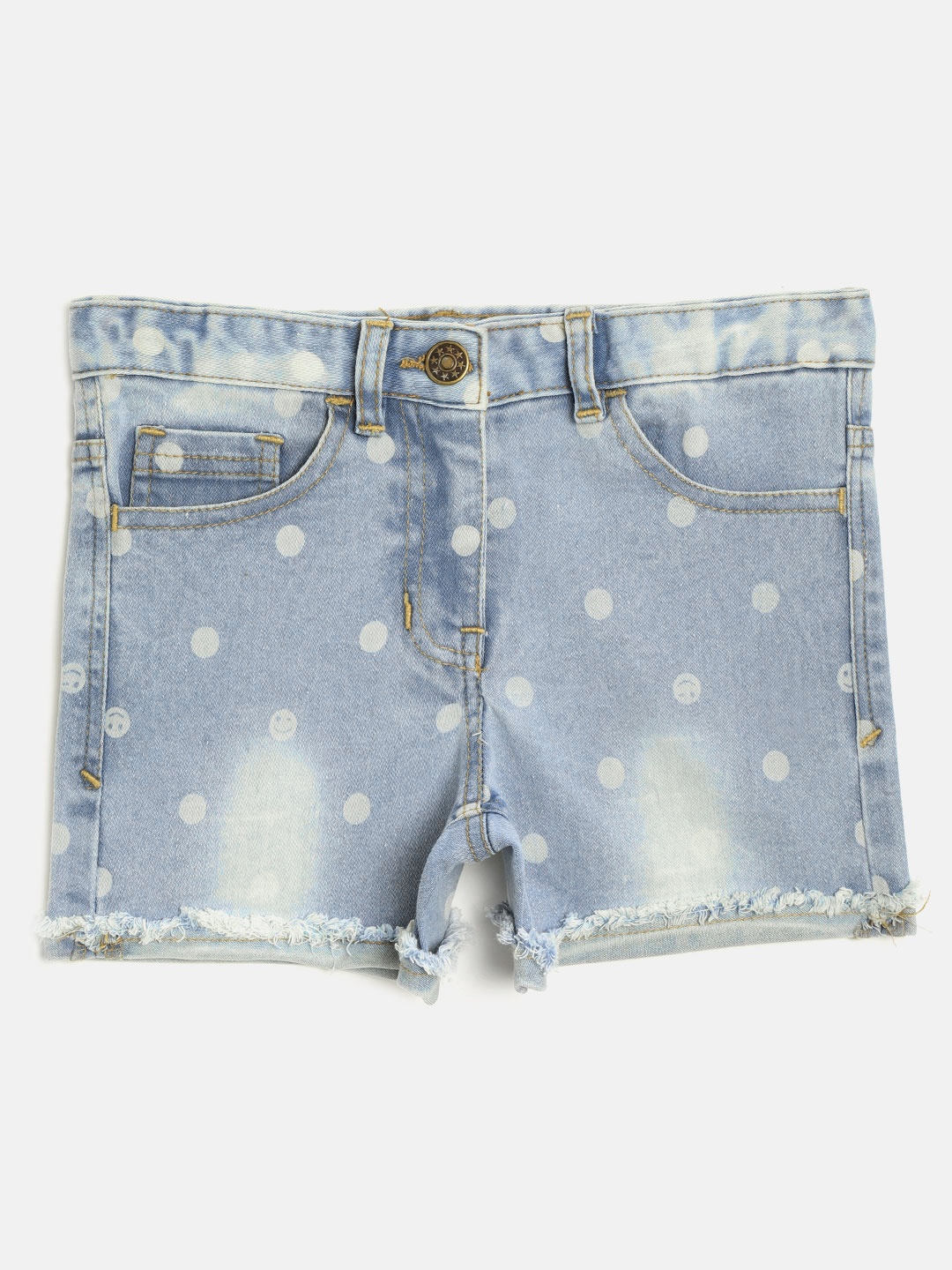 

Nauti Nati Girls Blue & White Printed & Washed Regular Fit Denim Shorts