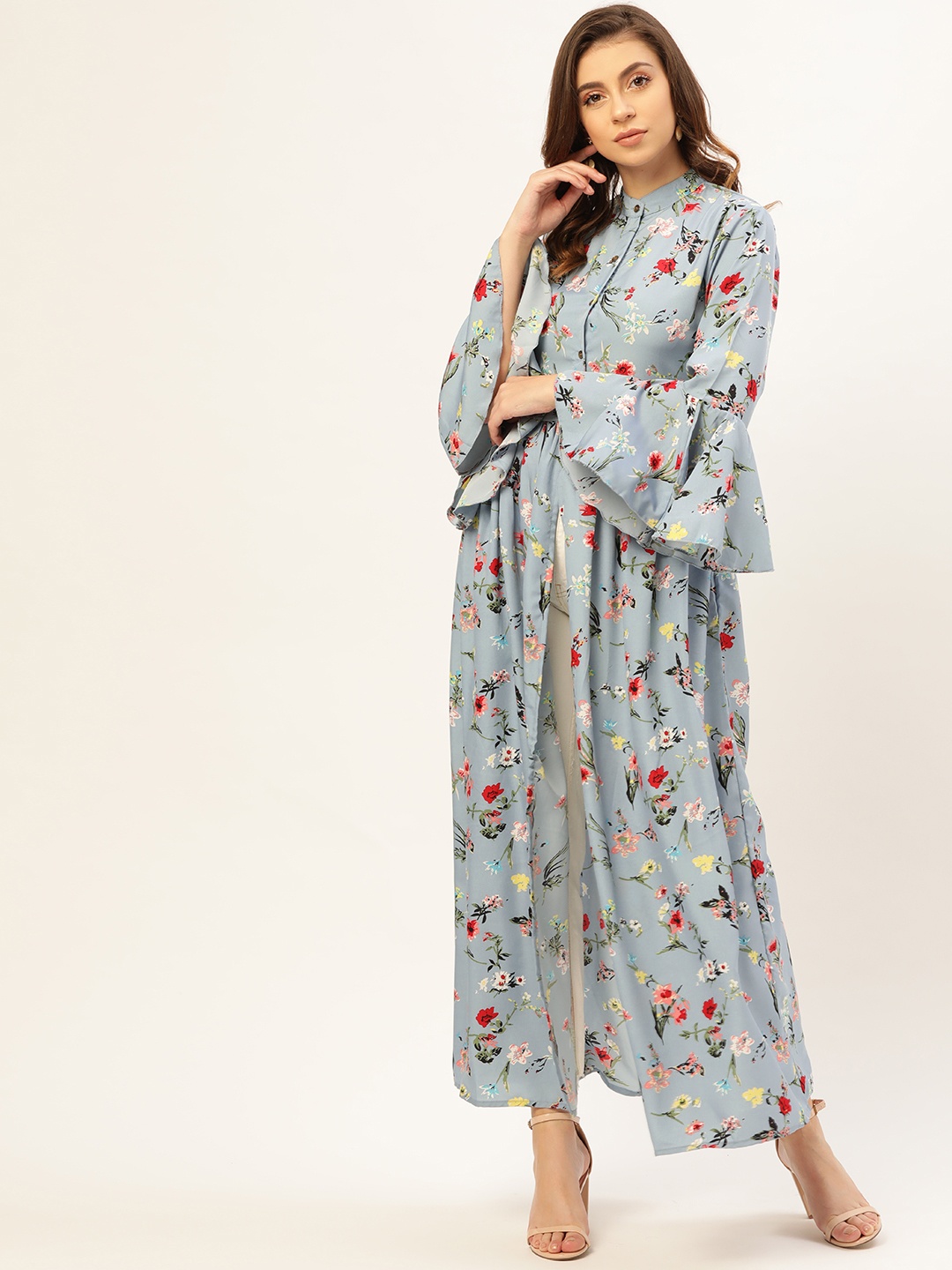 

U&F Women Blue & Red Printed Maxi Top