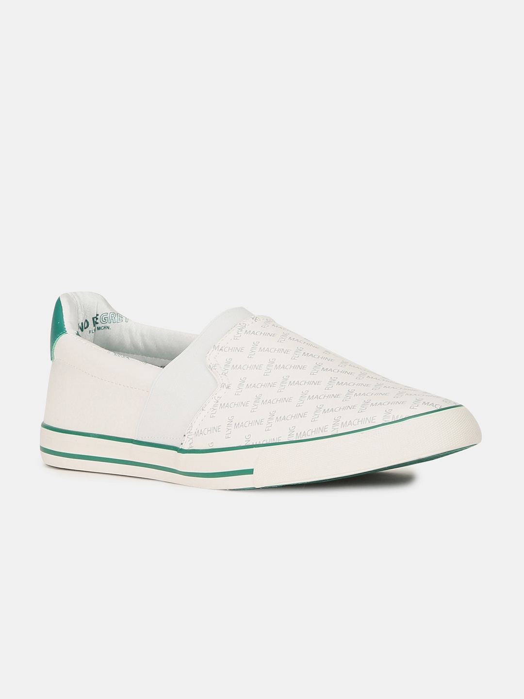 

Flying Machine Men White Printed Slip-On Sneakers