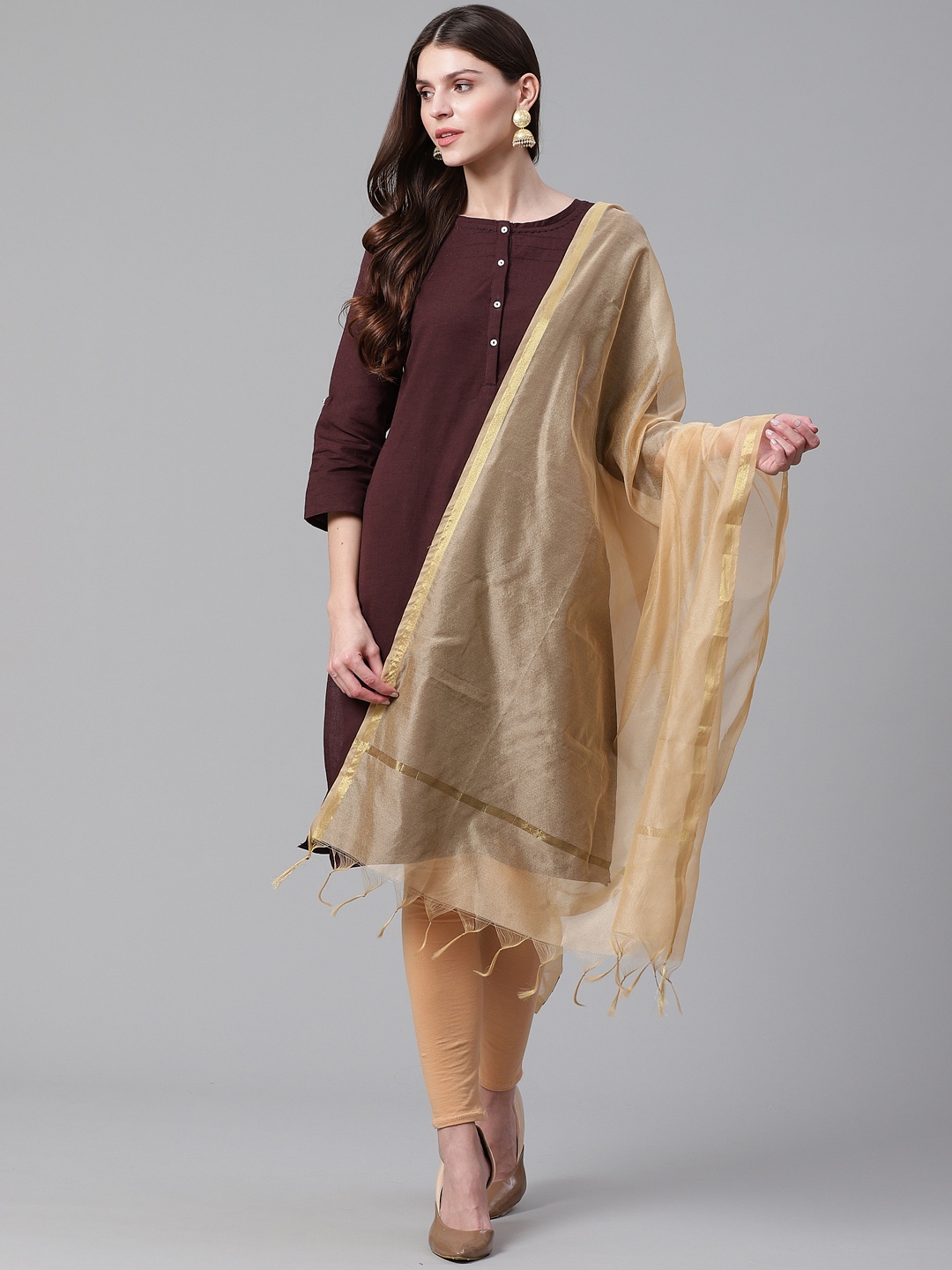 WEAVERS VILLA Beige Solid Dupatta