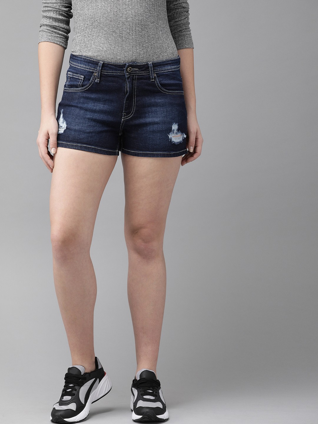

Roadster Women Blue Washed Regular Fit Denim Shorts