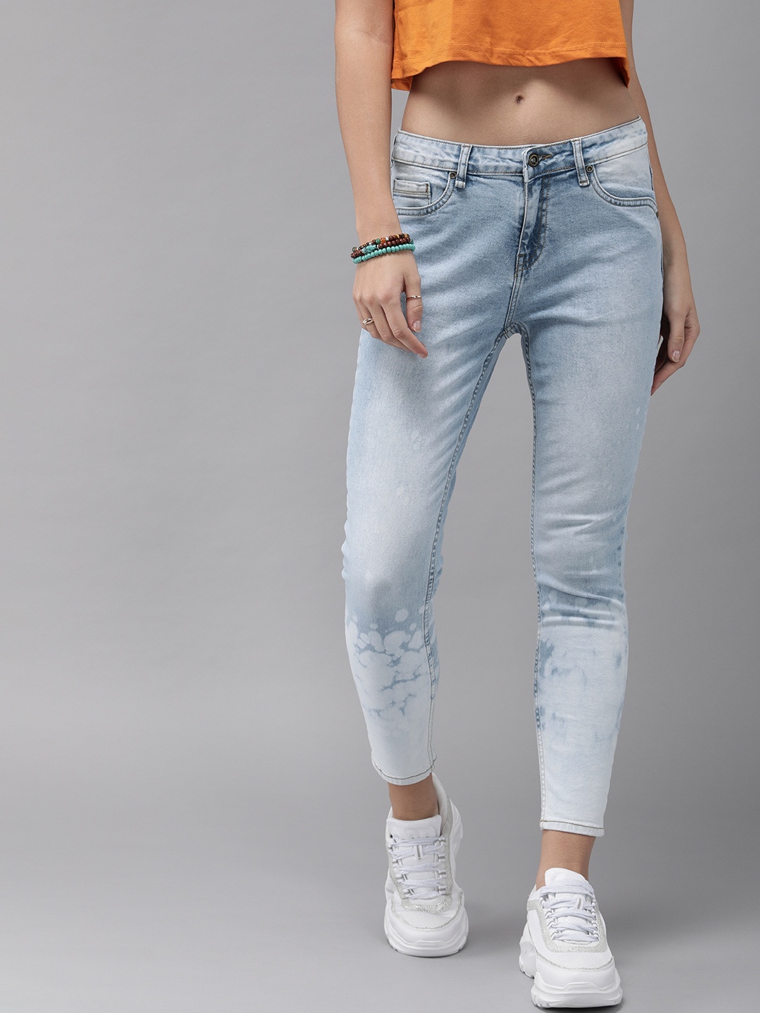 

Roadster Women Blue Skinny Fit Mid-Rise Clean Look Stretchable Cropped Jeans