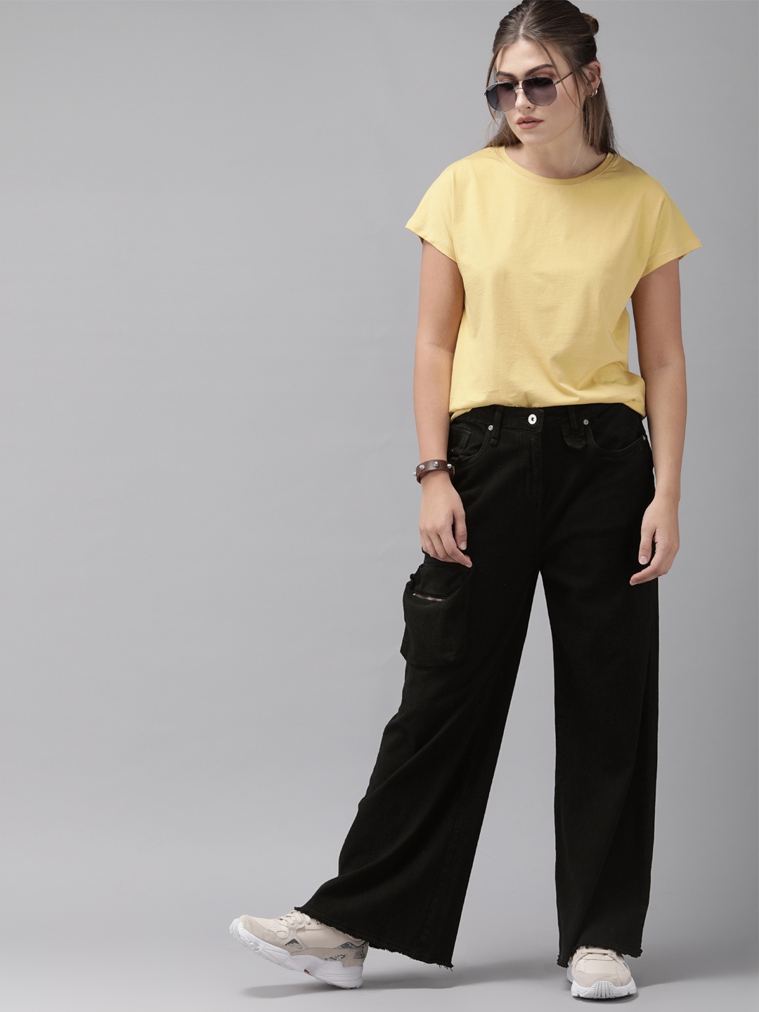 

Roadster Women Black Wide Leg High-Rise Clean Look Stretchable Jeans