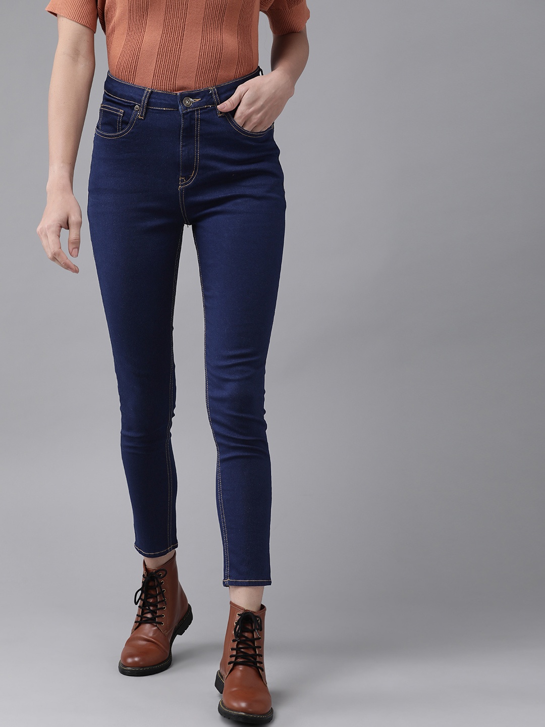

Roadster Women Blue Super Skinny Fit Mid-Rise Clean Look Stretchable Jeans