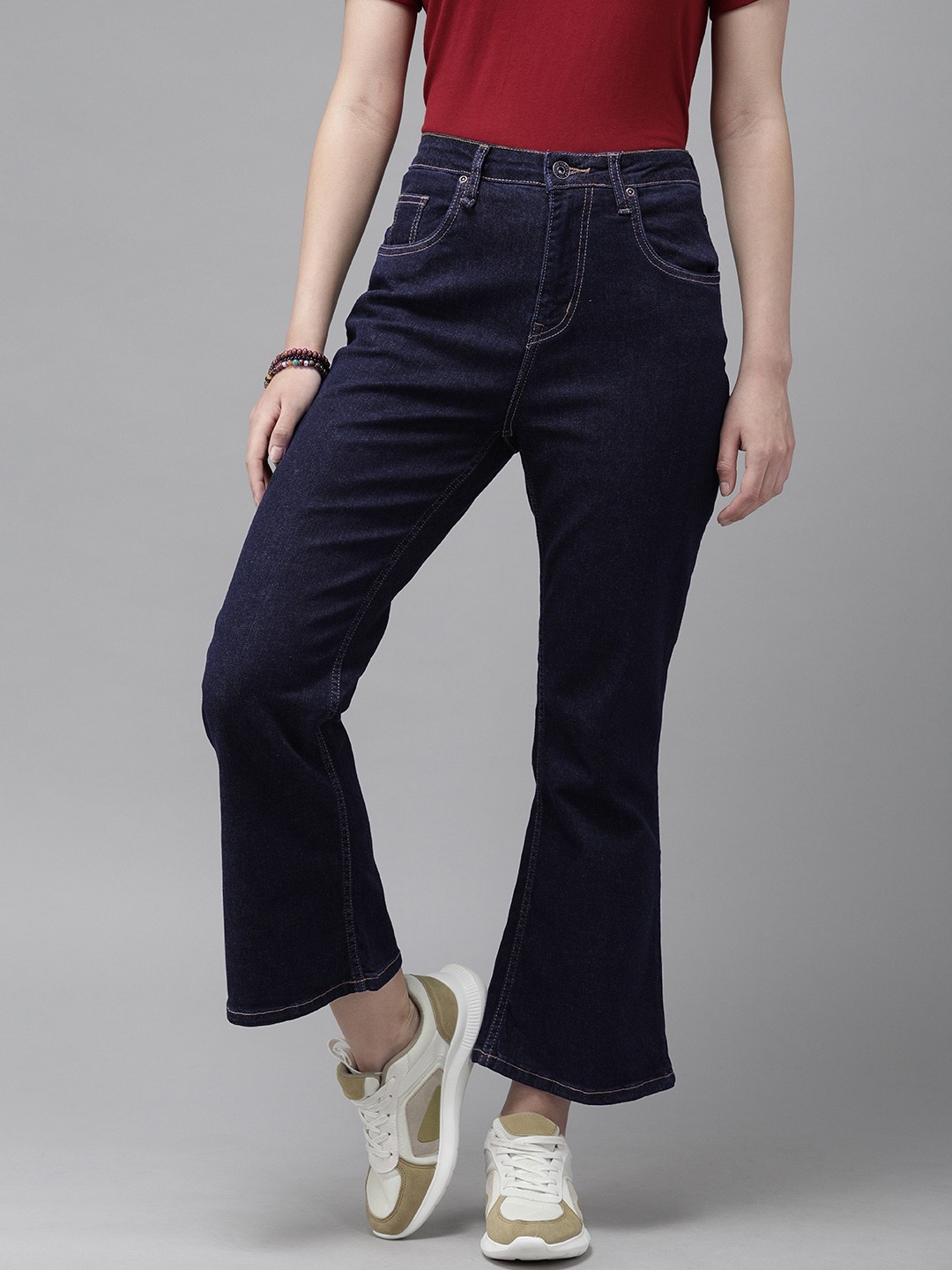 

Roadster Women Navy Blue Bootcut High-Rise Clean Look Stretchable Jeans
