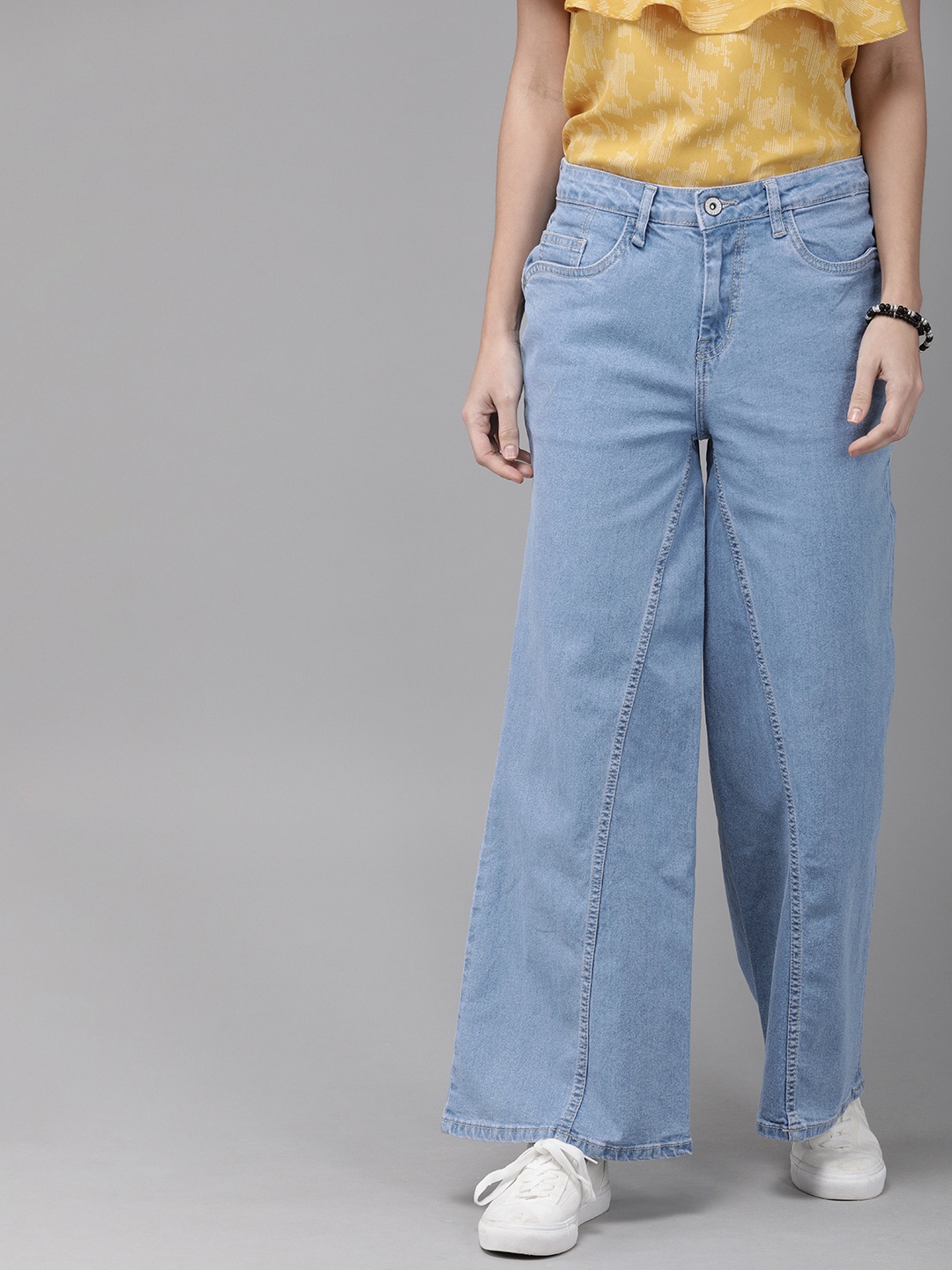 

Roadster Women Blue Wide Leg High-Rise Clean Look Stretchable Jeans