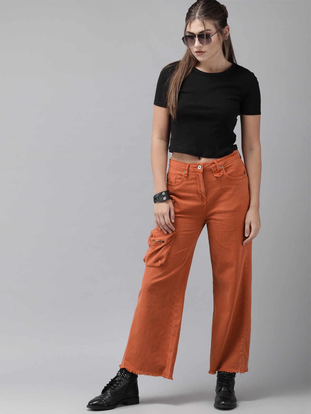 

Roadster Women Brown Wide Leg High-Rise Clean Look Stretchable Jeans