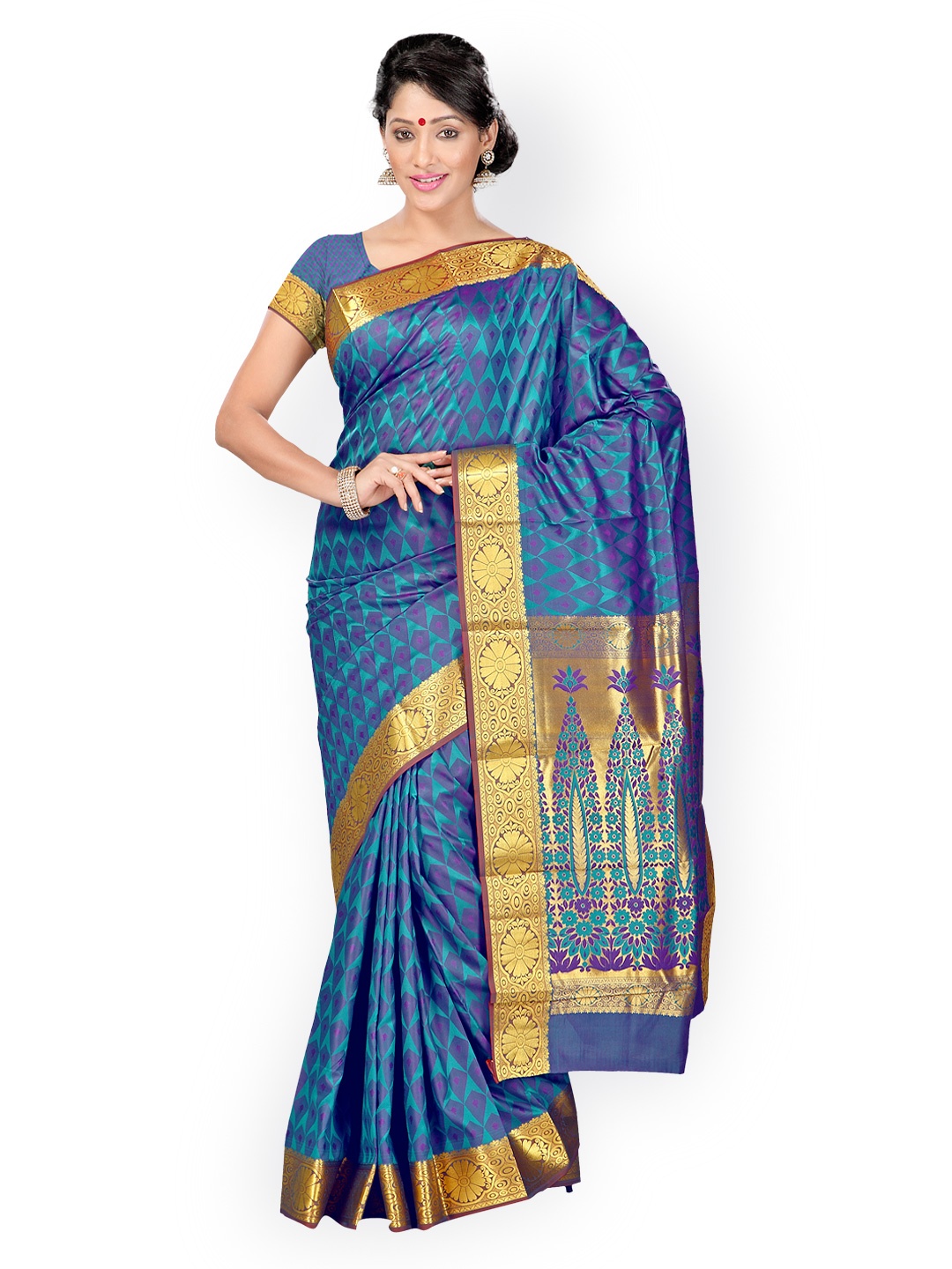 

Varkala Silk Saree Blue & Puple Jacquard Art Silk Traditional Saree