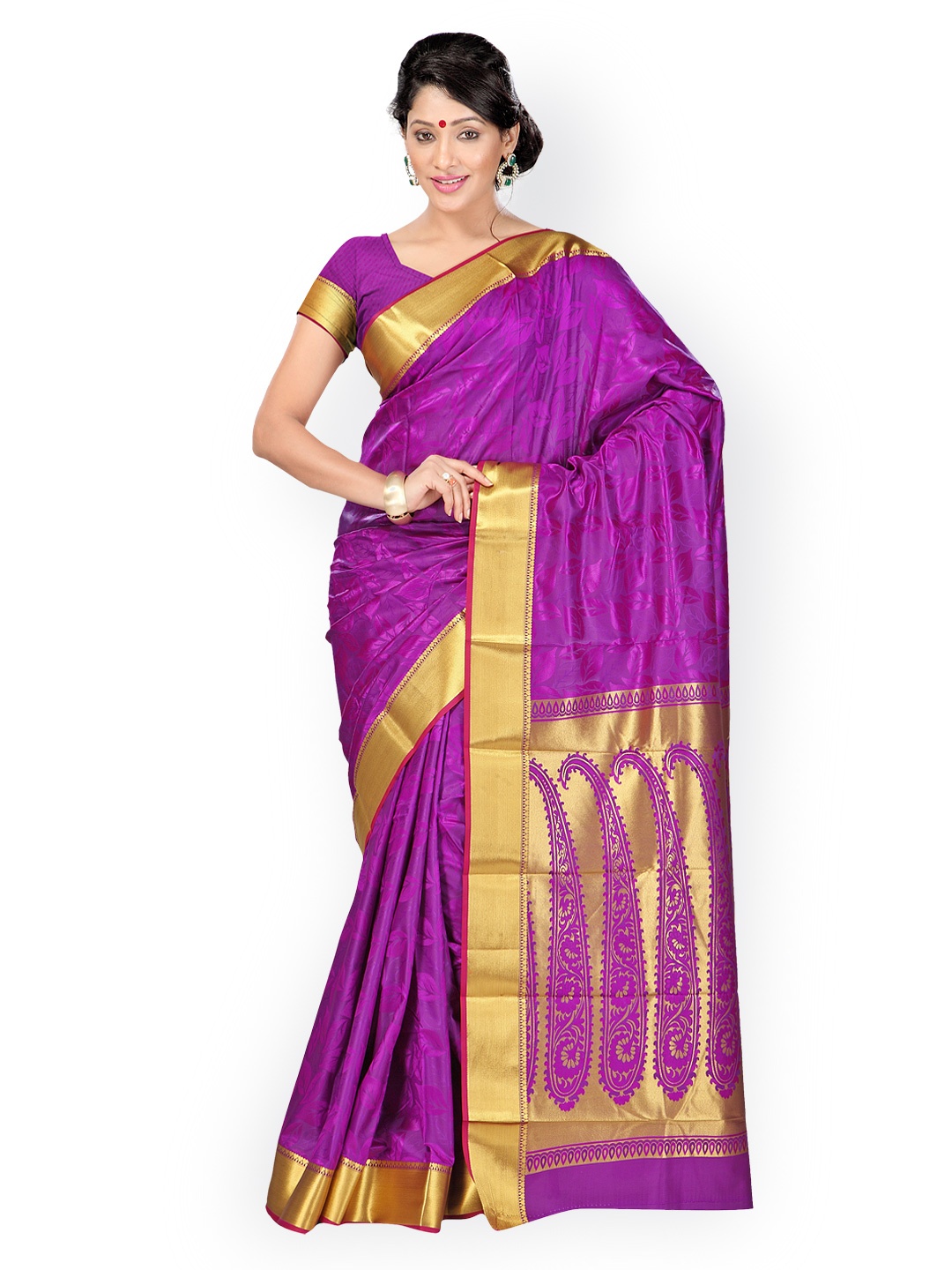 

Varkala Silk Saree Puple Jacquard Art Silk Traditional Saree, Purple