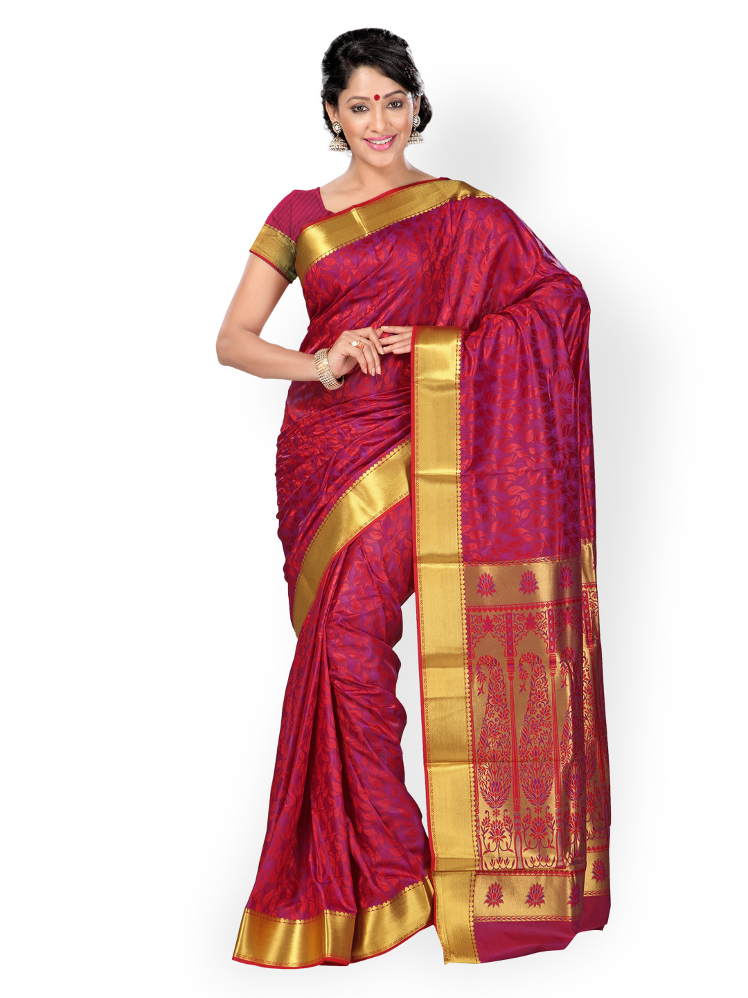 

Varkala Silk Sarees Red & Purple Jacquard & Art Silk Traditional Saree