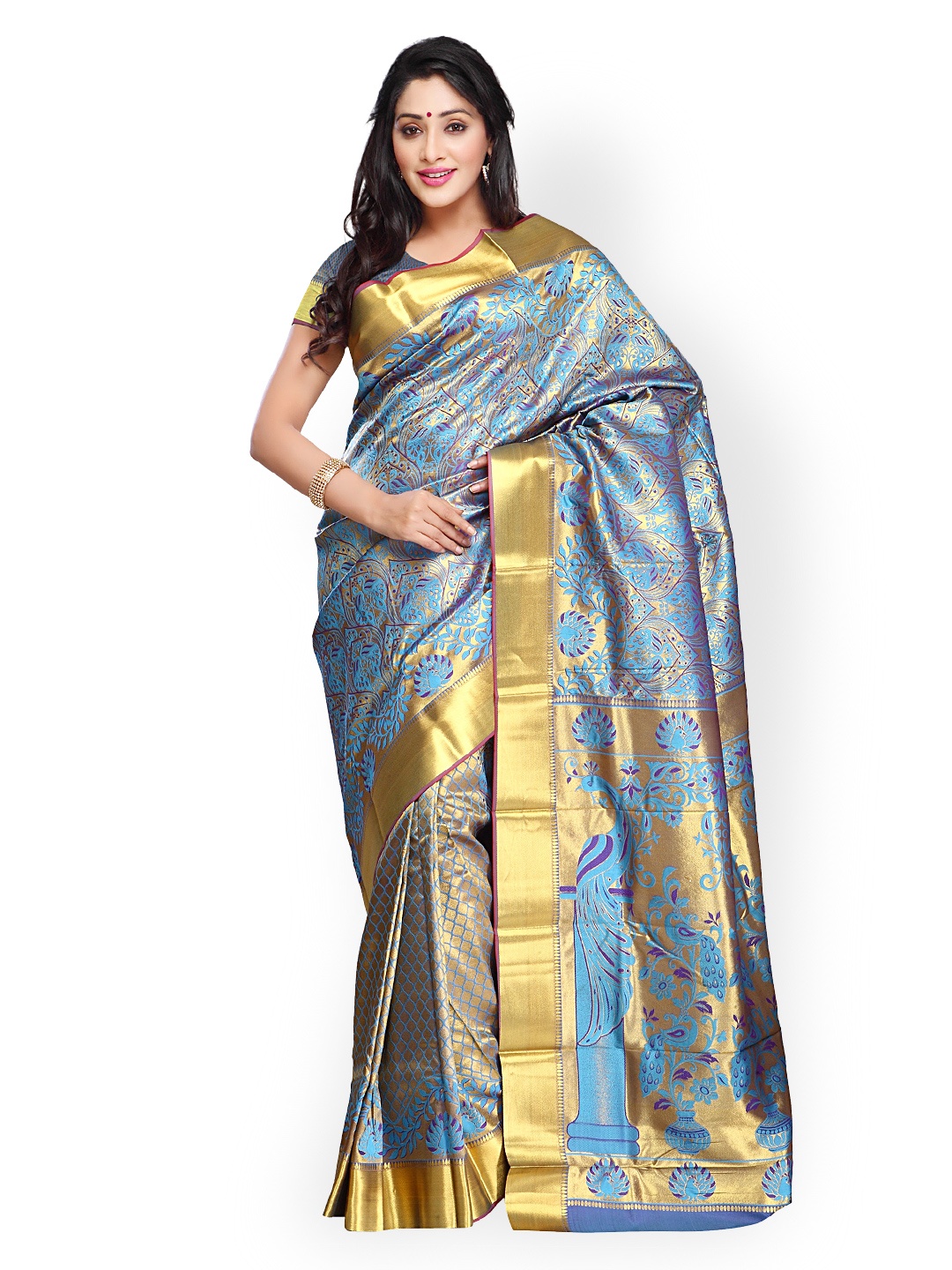 

Varkala Silk Sarees Blue Brocade & Art Silk Traditional Saree