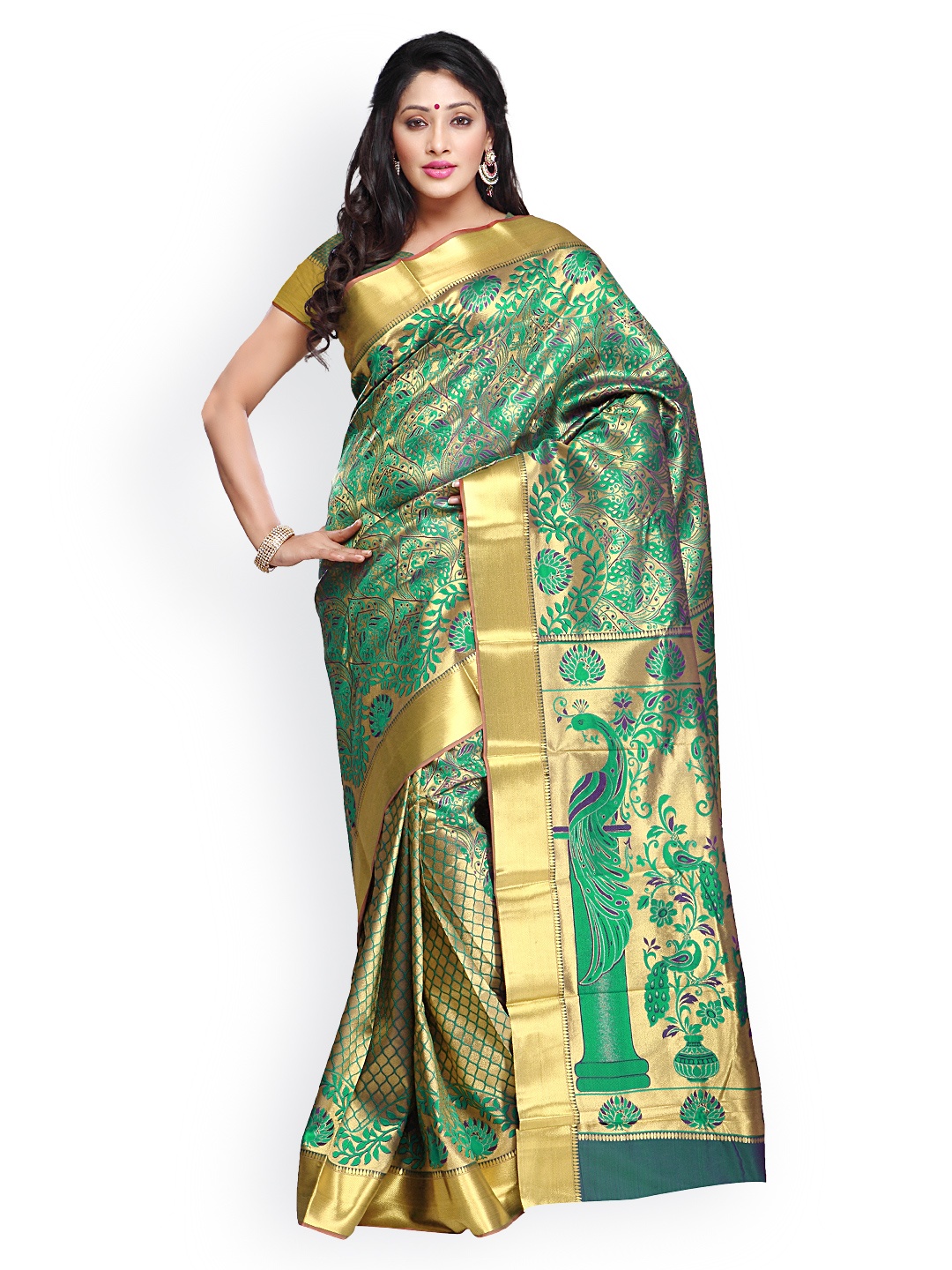 

Varkala Silk Sarees Green Brocade & Art Silk Traditional Saree