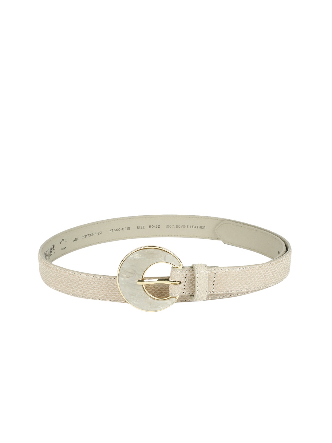 

Levis Women Beige Leather Snake Skin Textured Belt