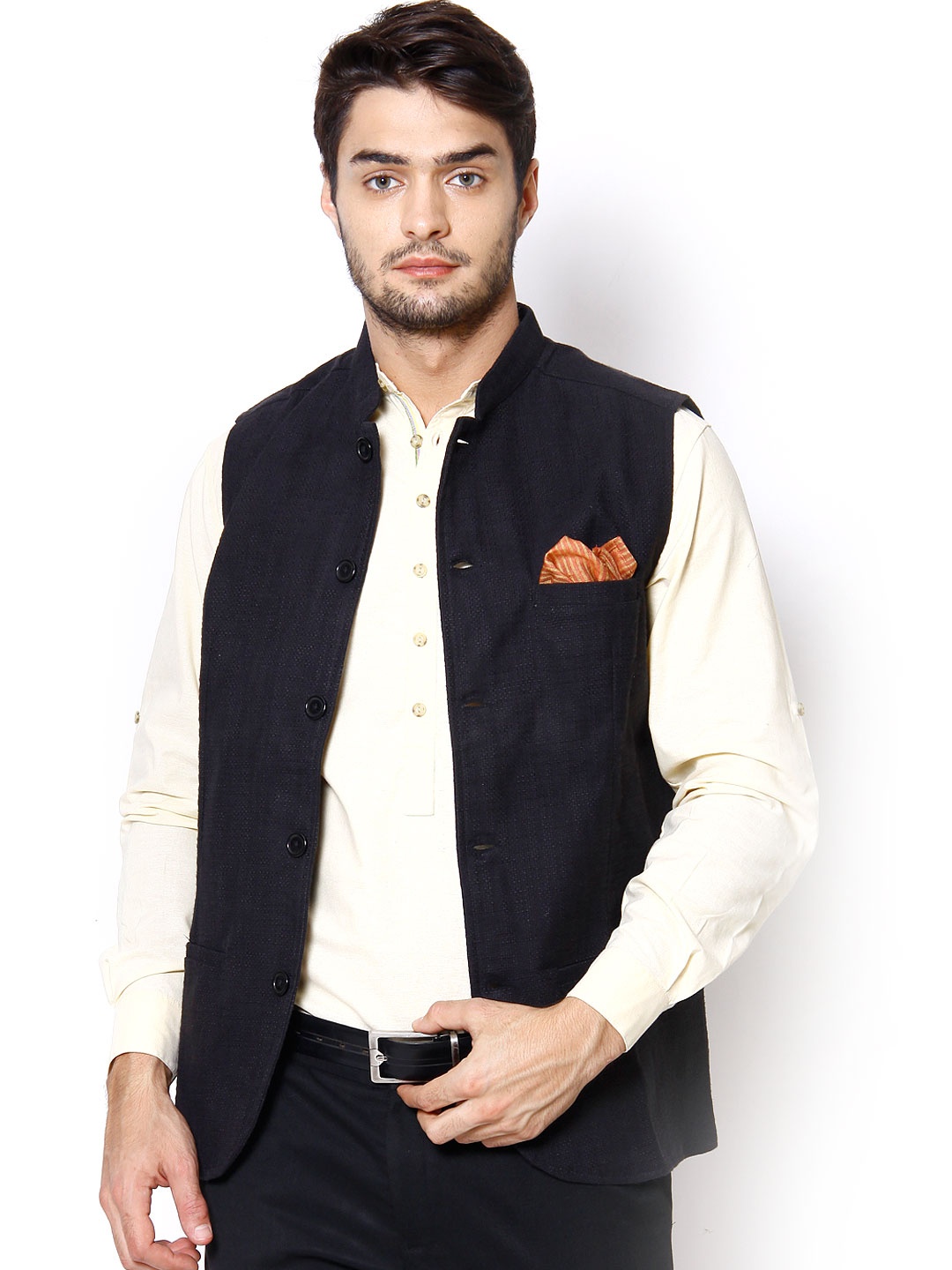 

even Black Slim Fit Nehru Jacket