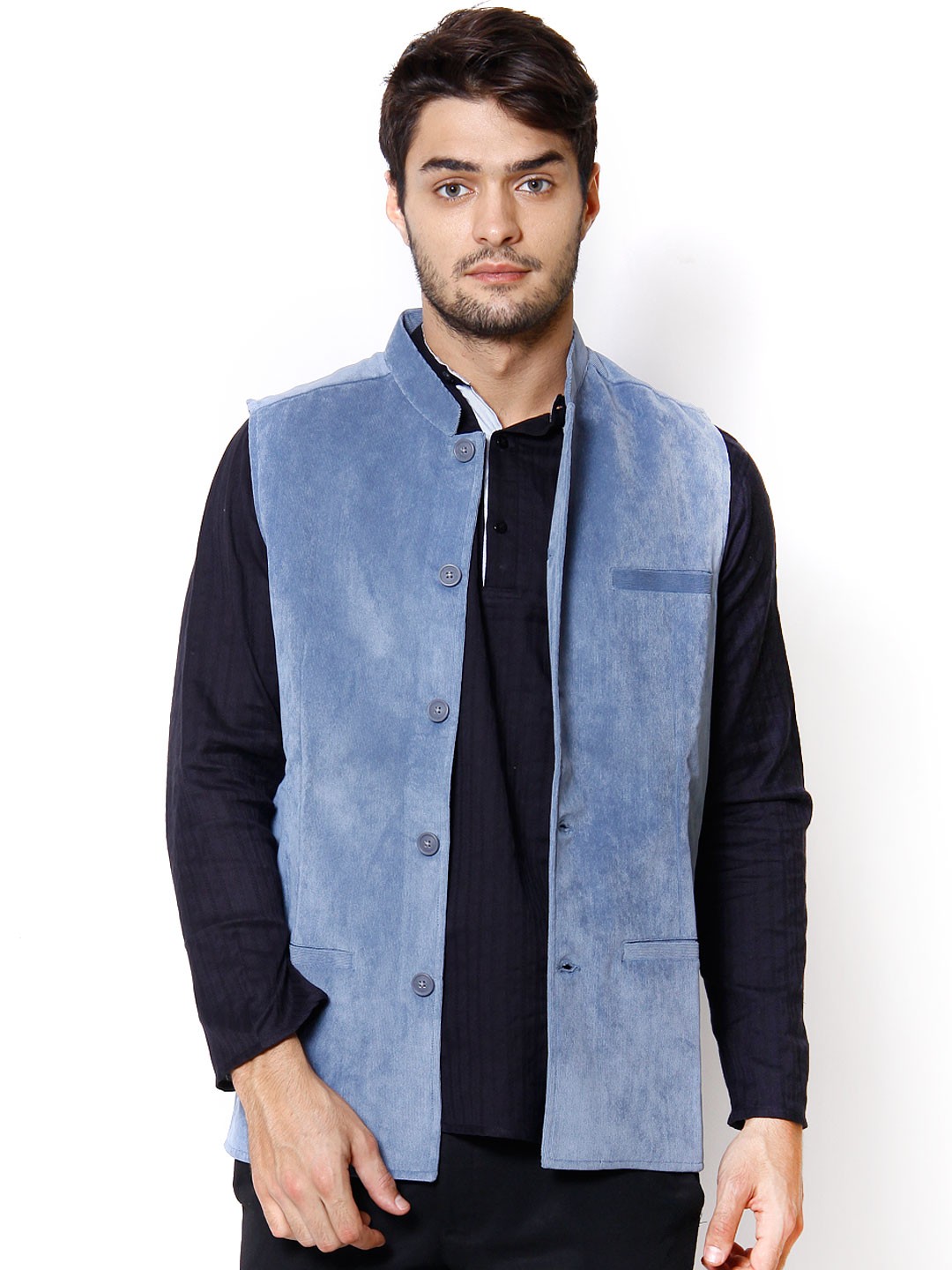 

even Blue Slim Fit Nehru Jacket