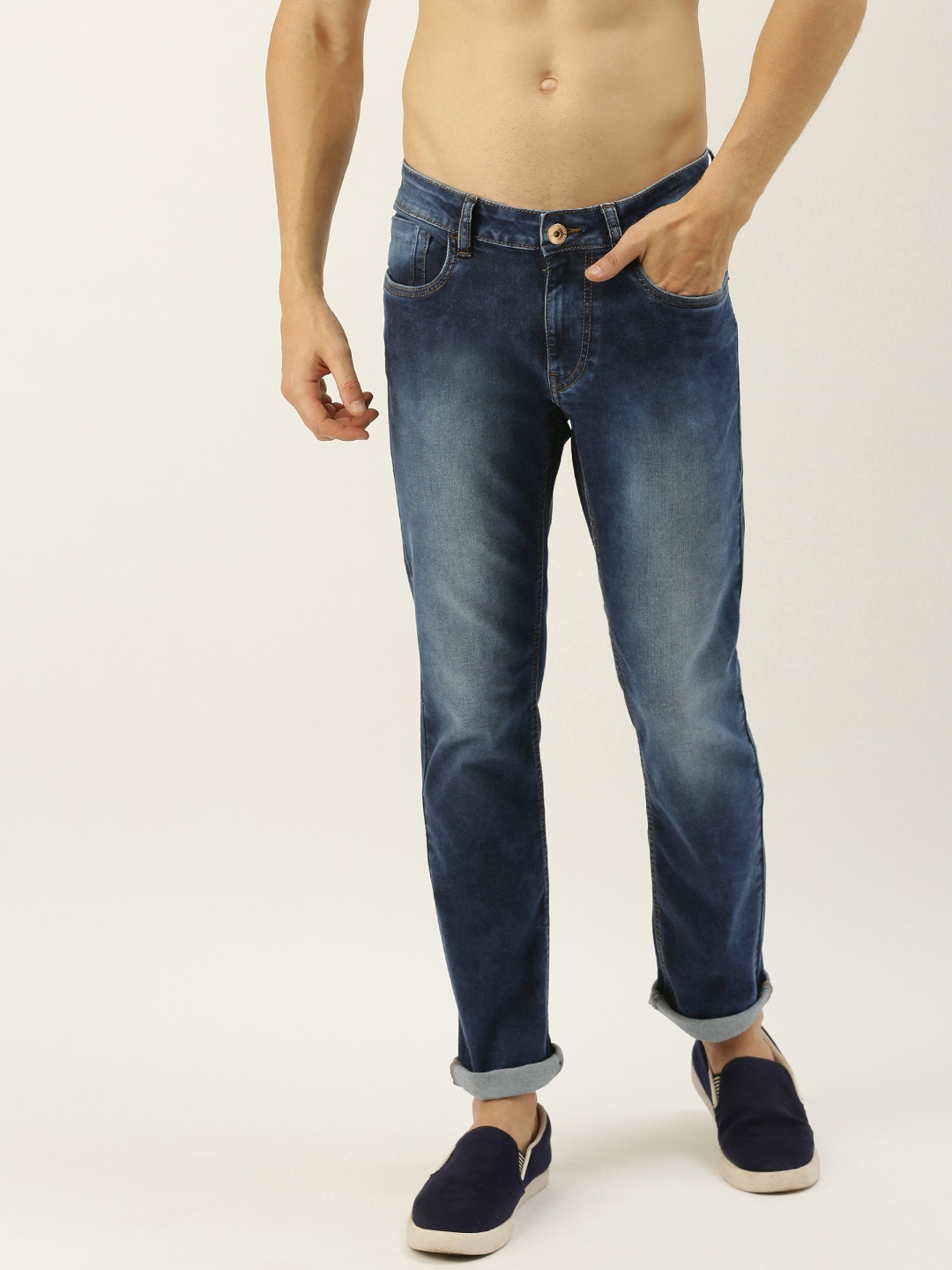

Flying Machine Men Blue Micheal Slim Fit Mid-Rise Clean Look Stretchable Jeans
