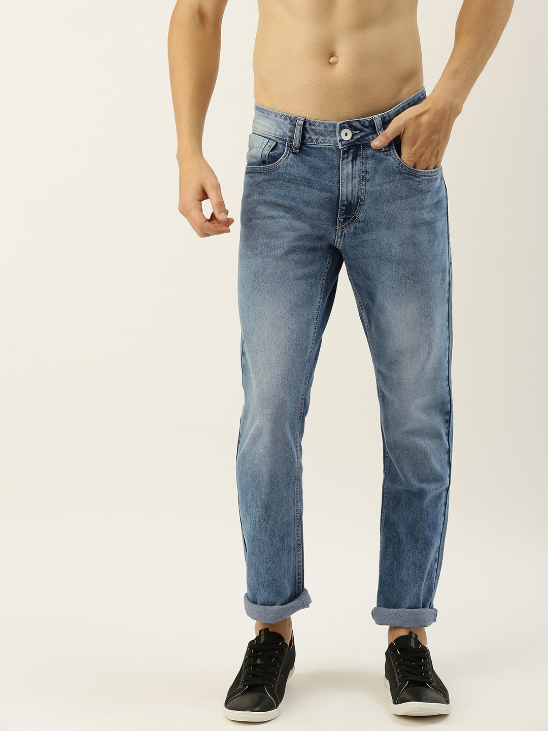

Flying Machine Men Blue Michael Slim Tapered Fit Mid-Rise Clean Look Stretchable Jeans