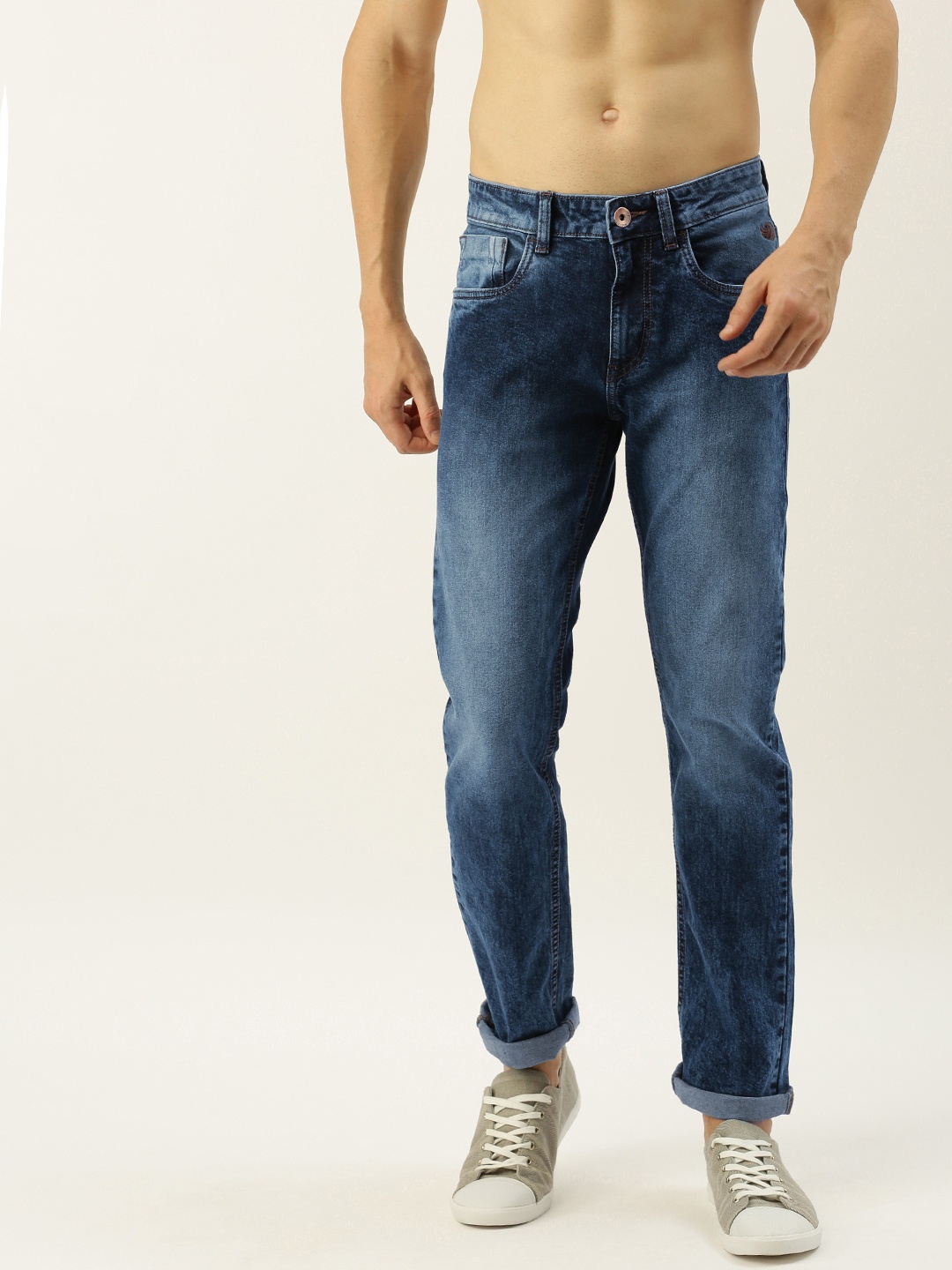 

Flying Machine Men Blue Michael Slim Tapered Fit Mid-Rise Clean Look Stretchable Jeans