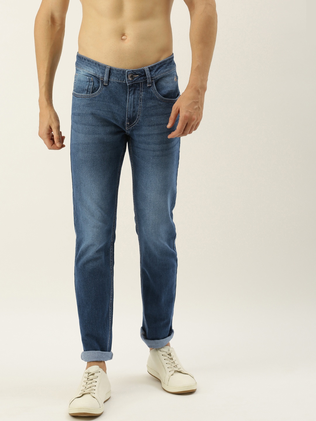 

Flying Machine Men Blue Michael Slim Tapered Fit Mid-Rise Clean Look Stretchable Jeans