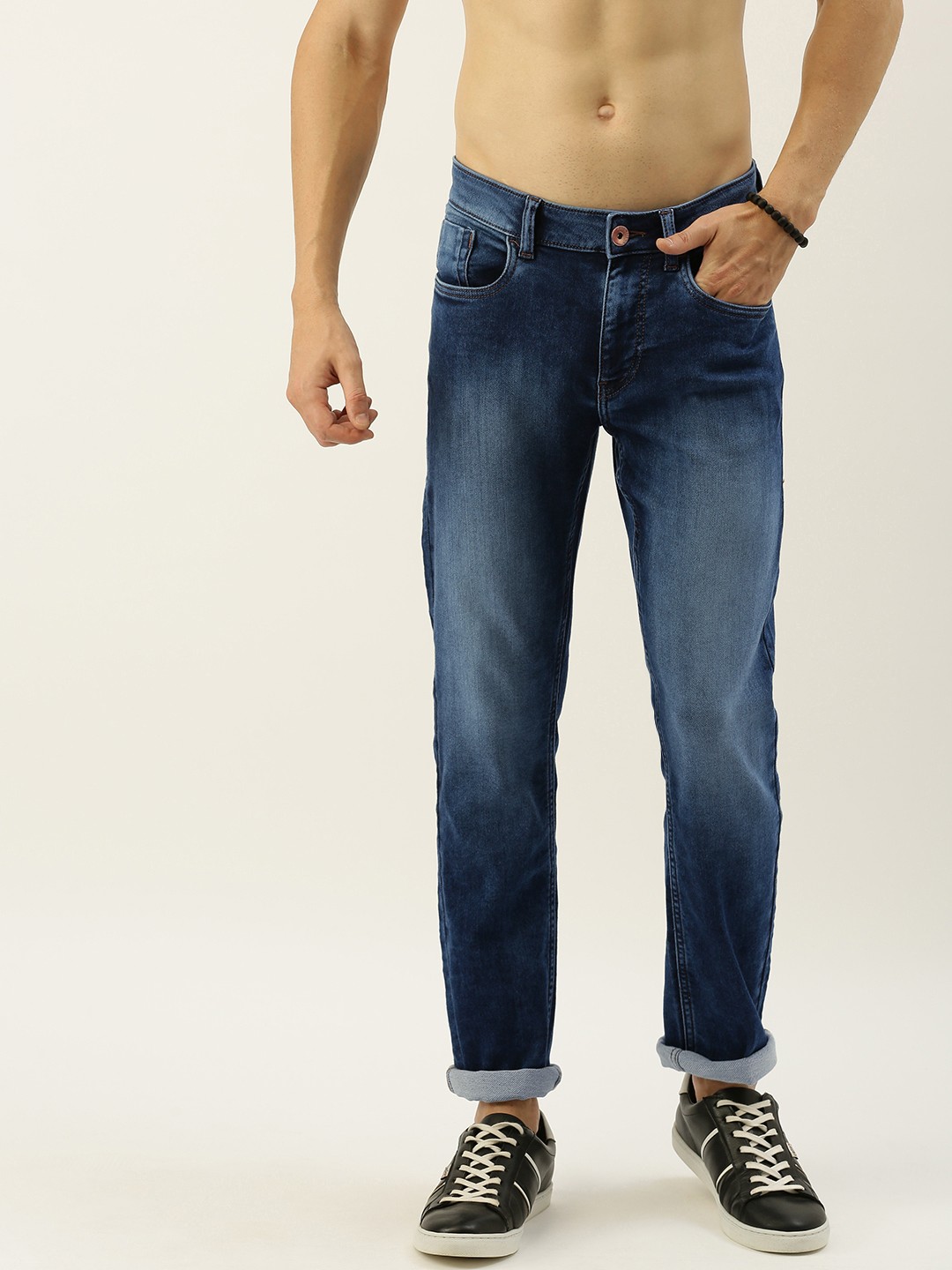 

Flying Machine Men Blue Michael Slim Tapered Fit Mid-Rise Clean Look Stretchable Jeans