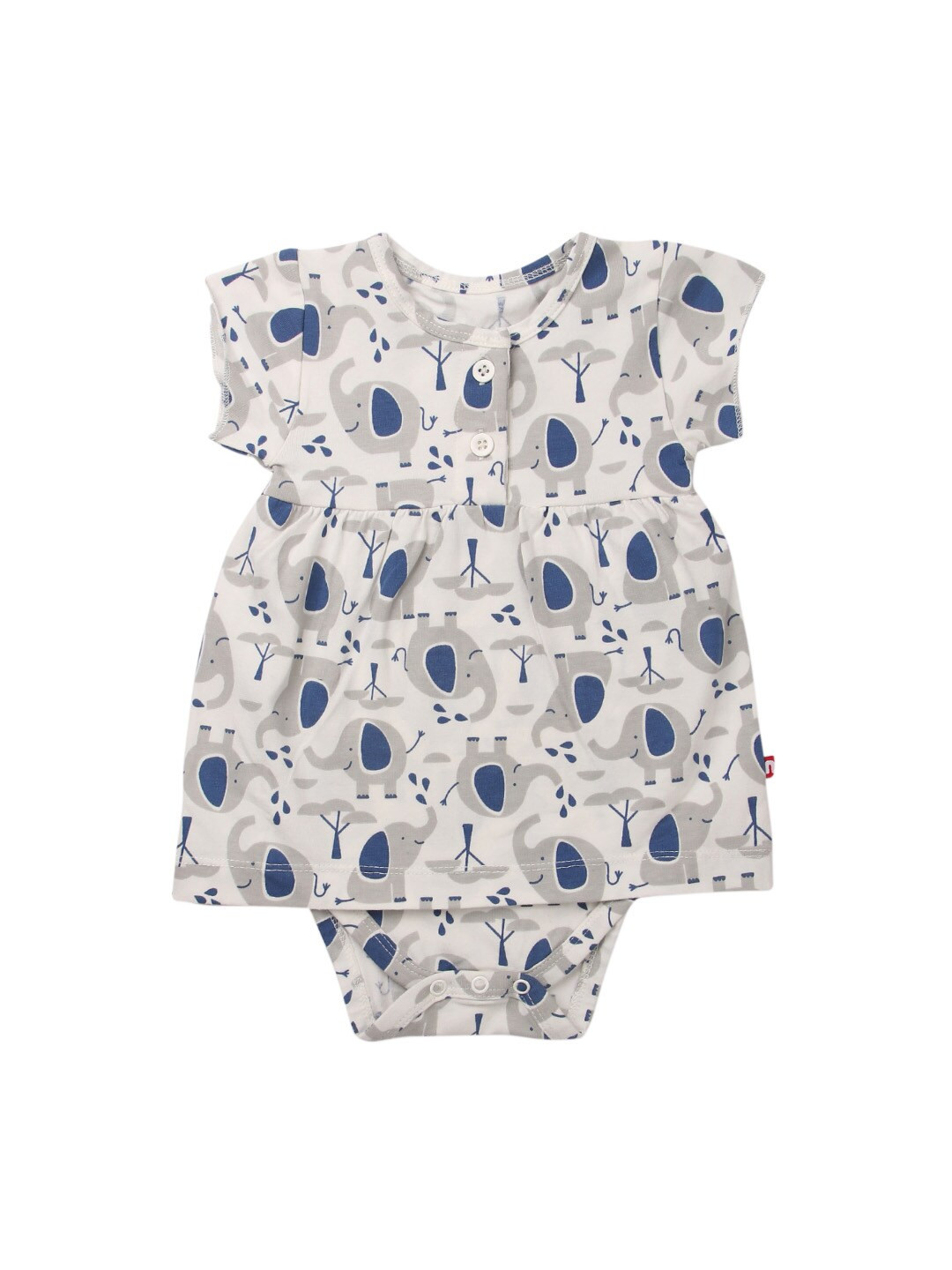 

Nino Bambino Infant Girls White & Blue Printed Organic Cotton Capsleeve Bodysuit