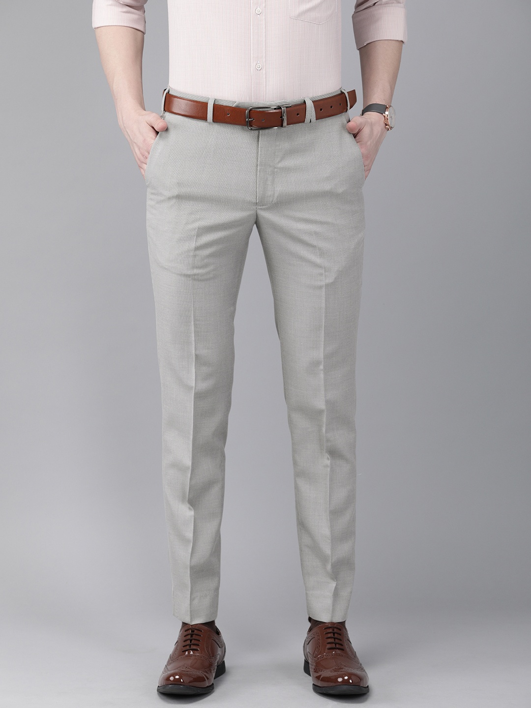 

Park Avenue Men White & Black Neo Regular Fit Self Design Formal Trousers