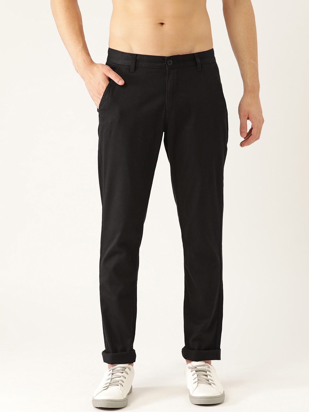 

Flying Machine Men Black Regular Fit Solid Trousers