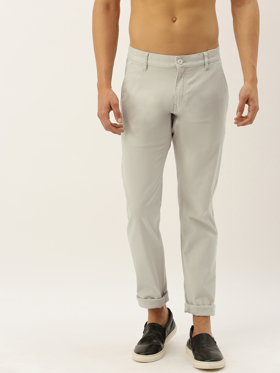 

Flying Machine Men Off-White Slim Fit Solid Chinos