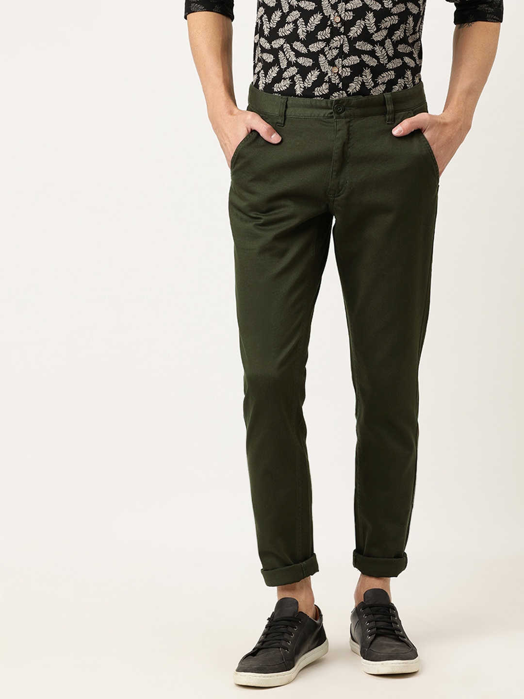 

Flying Machine Men Grey Super Slim Fit Solid Regular Trousers